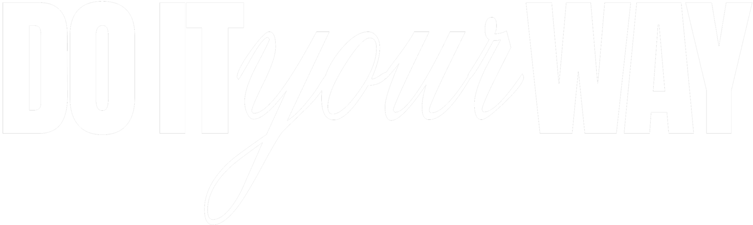 Der Text 'DO IT YOUR WAY' in großen schwarzen und weißen Buchstaben auf schwarzem Hintergrund.