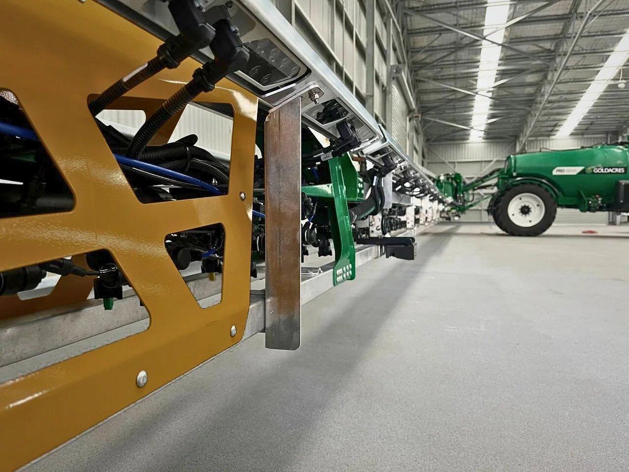 Spray Logics's sensor system on a Goldacres  boom sprayer