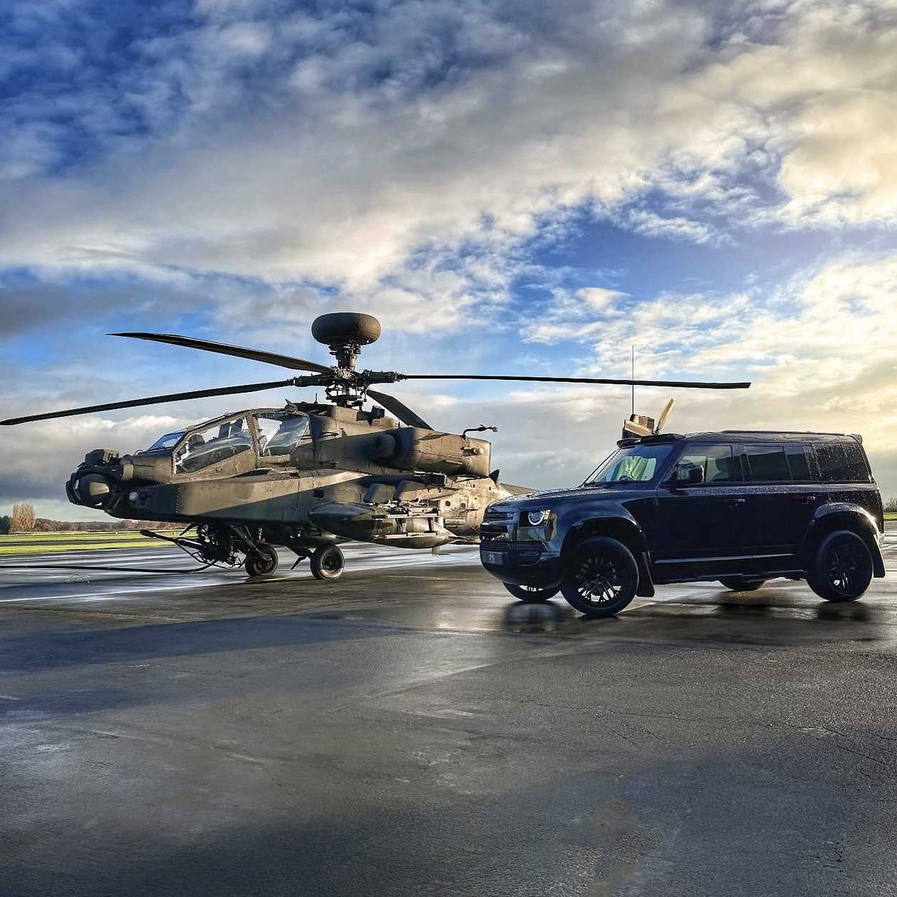 Power meets precision.

A bold moment on the tarmac with the Apache and the @dmbcollection Defender - captured here at Leeds East Airport and Church Fenton 💥

#LeedsEastAirport #ChurchFenton #Defender110 #ApacheHelicopter #DMBCollection #LandRover #