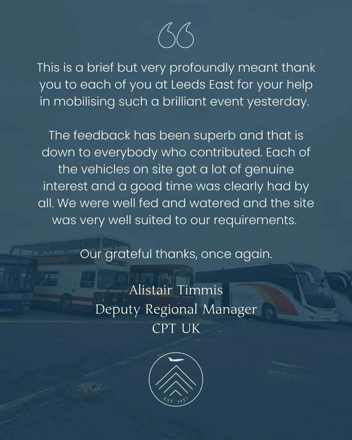 We were delighted to host CPT at Leeds East on Saturday for their Driving the UK Forward event.

Bringing together operators and suppliers from across the bus and coach industry, the day was a brilliant opportunity to connect, share ideas and celebra