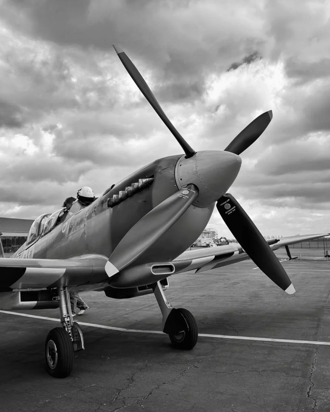 The unmistakable silhouette of the legendary Supermarine Spitfire looks ever so good on the apron here at Leeds East Airport. 

From the moment the Rolls-Royce Merlin engine bursts into life, it's one of those moments that reminds you why this aircra