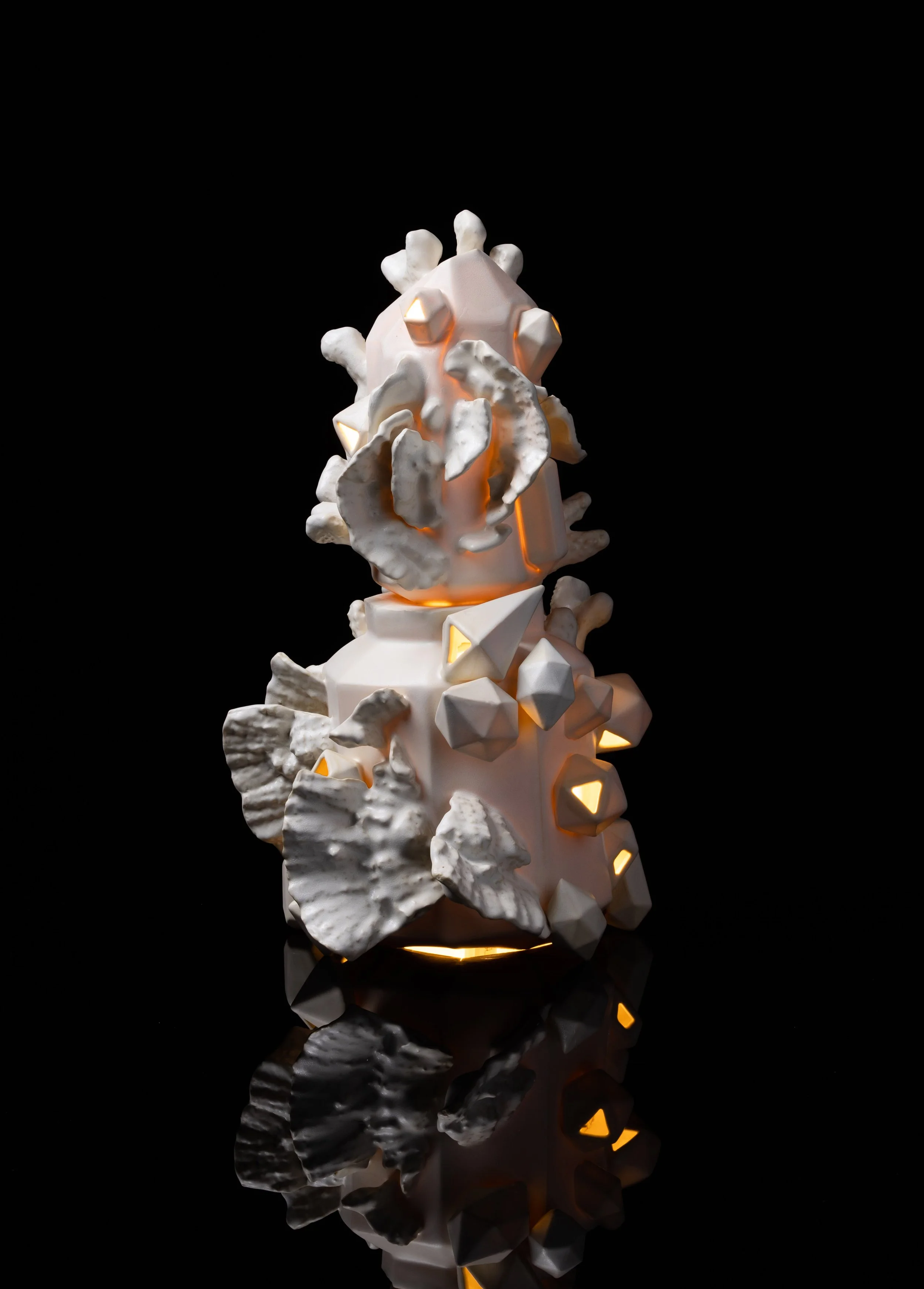 Crystal Coral Lamp, 2024, Glazed porcelain with LED, 16 x 9 x 9 inches