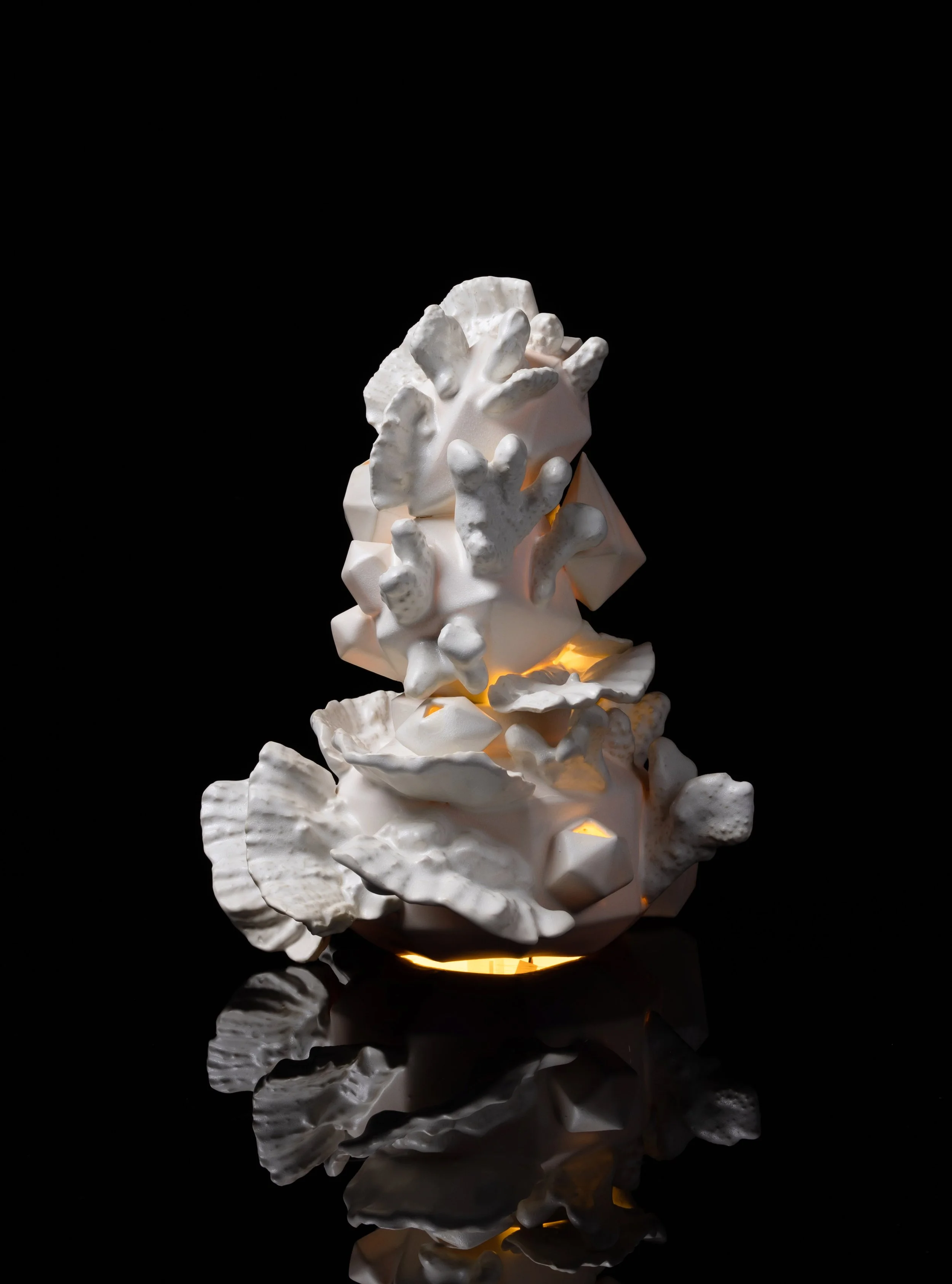 Crystal Coral Lamp, 2024, Glazed porcelain with LED, 16 x 9 x 9 inches