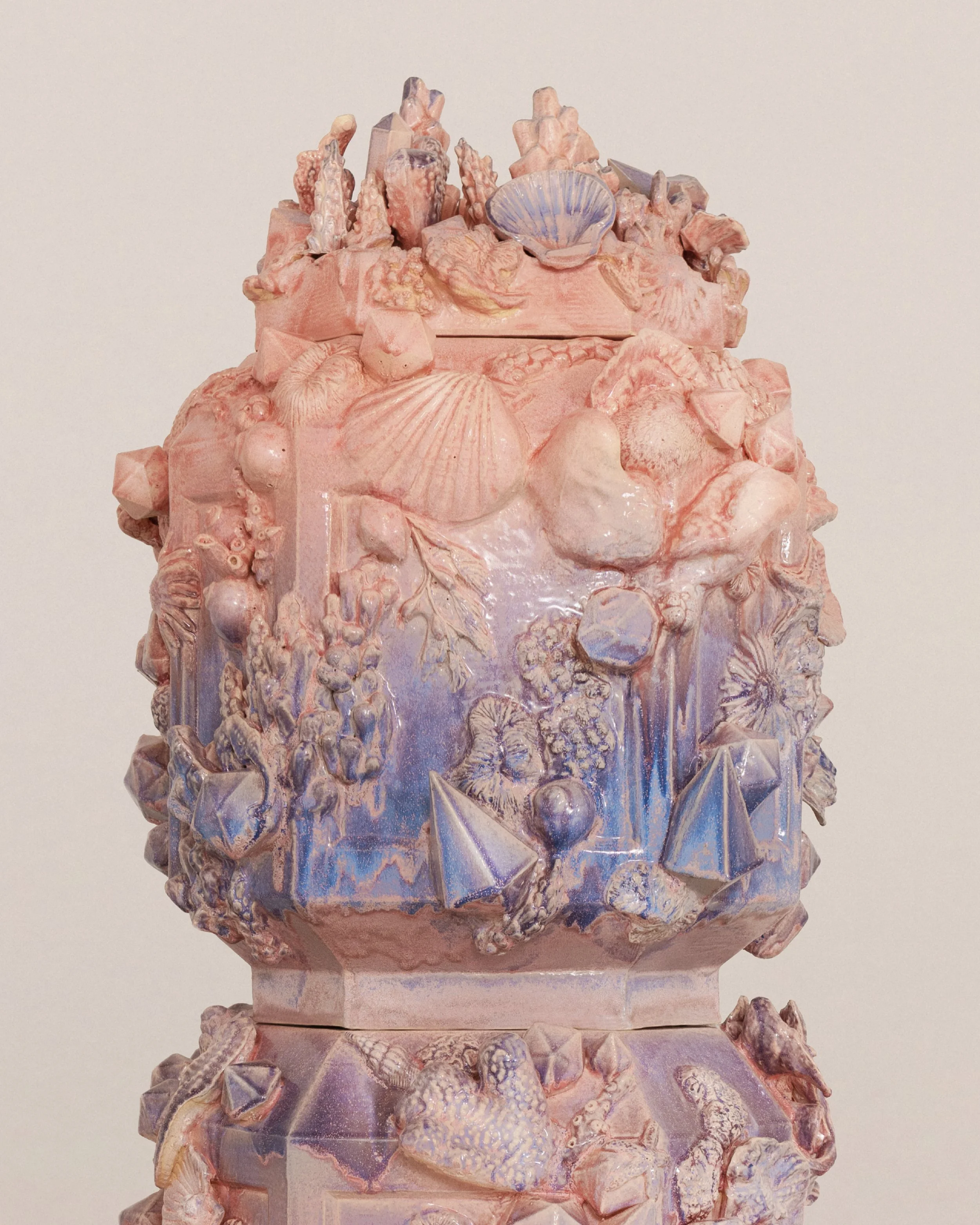Detail view, Cascade (Nova), 2026, Glazed ceramic, 76 x 25 x 27 inches