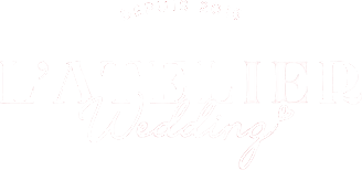 Logo de l'atelier de mariage avec le texte 'Depuis 2015 L'Atelier Wedding' en blanc sur fond noir.