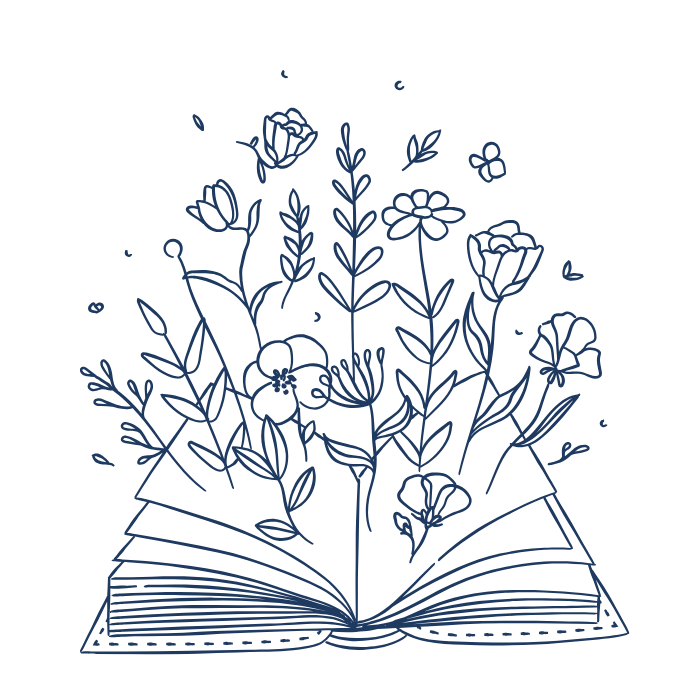 Book with flowers showing growth