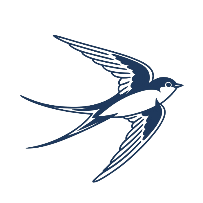 Annabel Smith Logo of swallow flying upwards