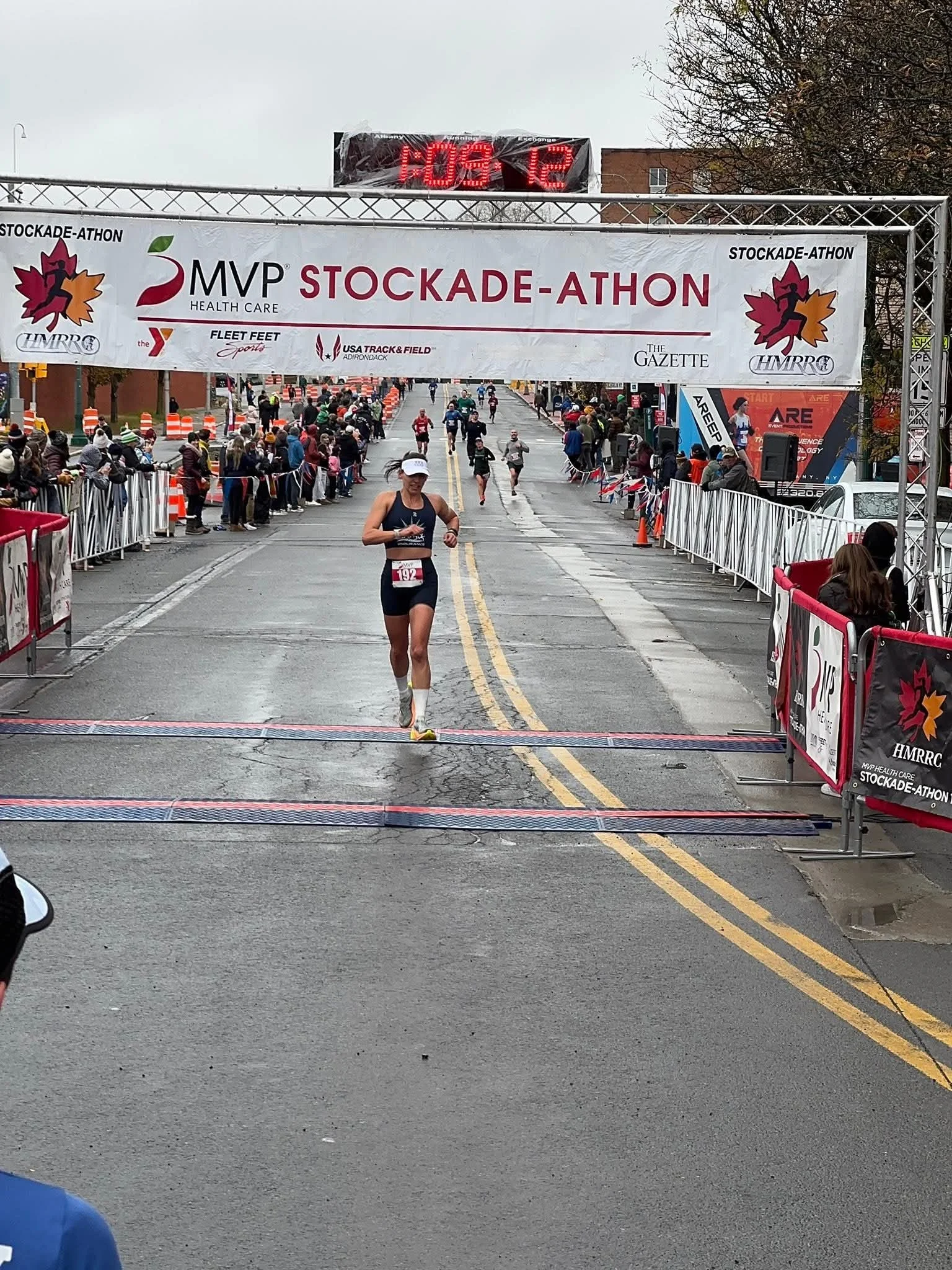 Runner participating in the Stockade-athon 15K race in Schenectady, New York.