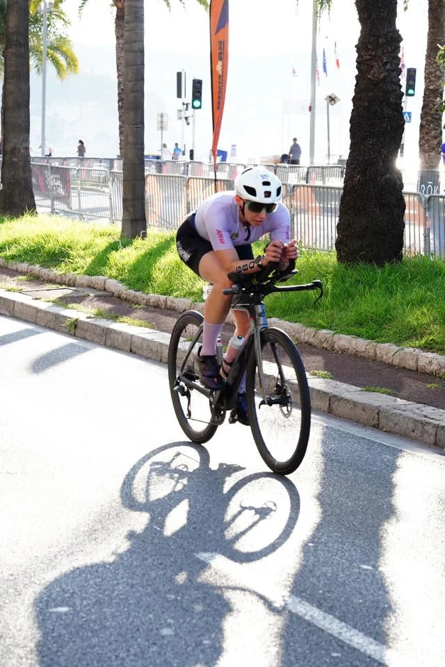 Athlete on the bike course at Ironman world championships 70.3, nice, France.