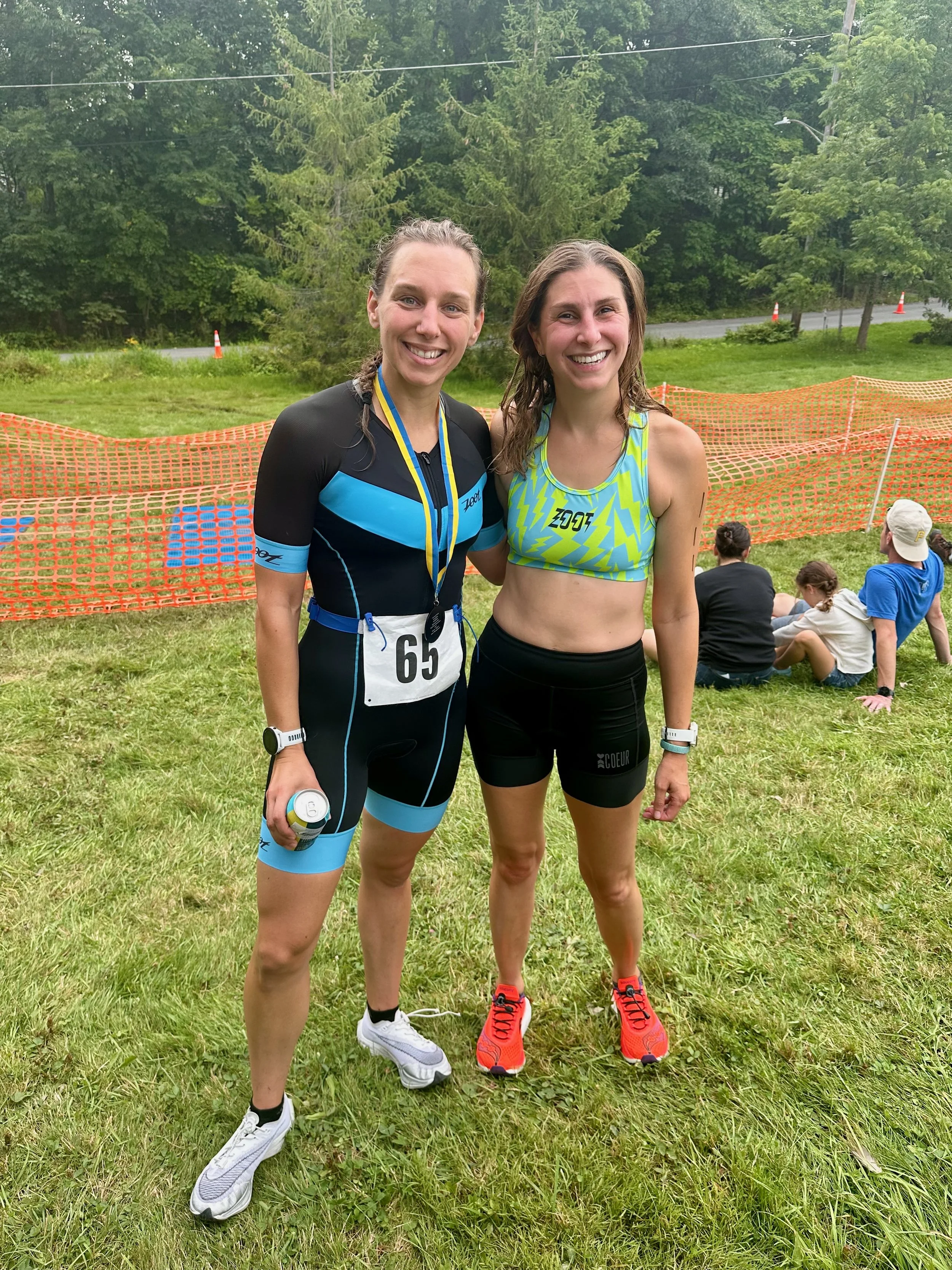 run coaches Jamie and Michelle at the crystal lake triathlon in averill park New York