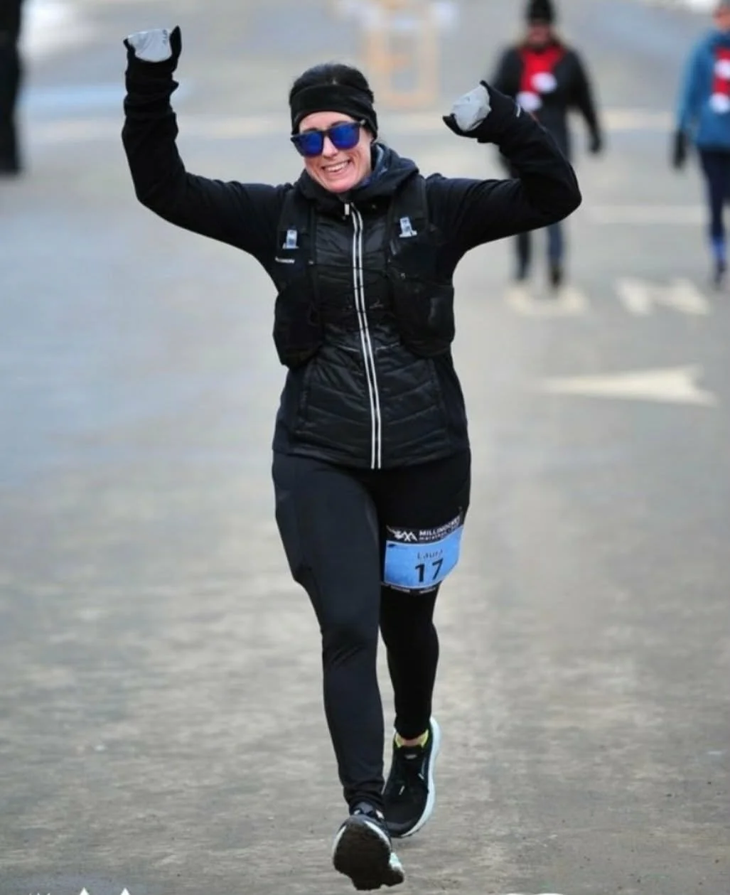 happy marathon runner