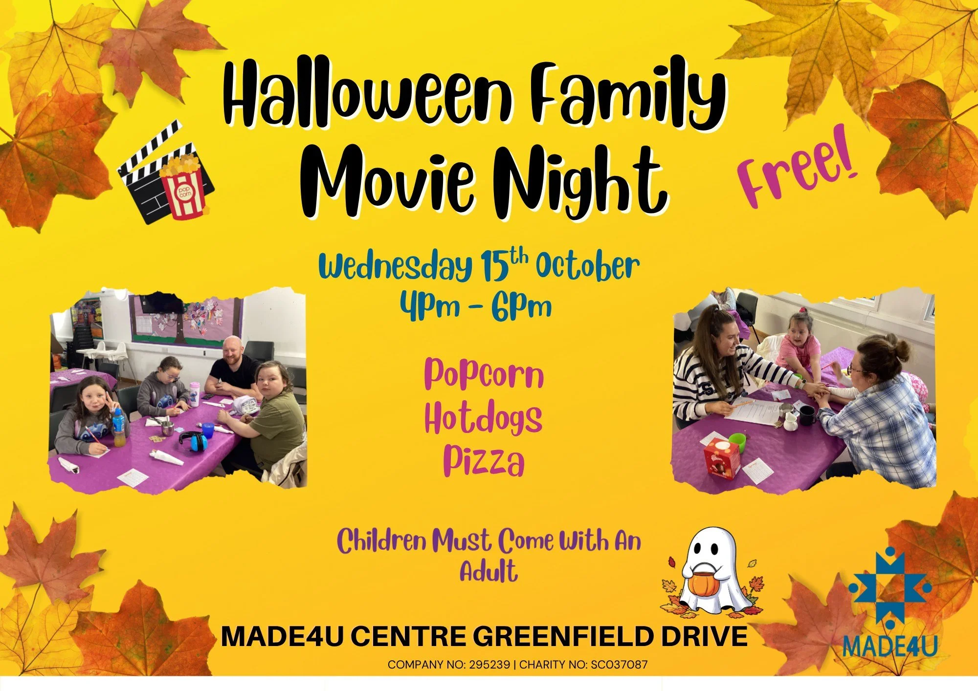 🎃FAMILY HALLOWEEN MOVIE NIGHT🎃
⭐Don't forget we have a family movie night tomorrow from 4-6pm!
🍕We have hot dogs, pizza and popcorn to enjoy while watching a Halloween movie together!
It's all free of charge, bring a blanket and get comfy! 👻