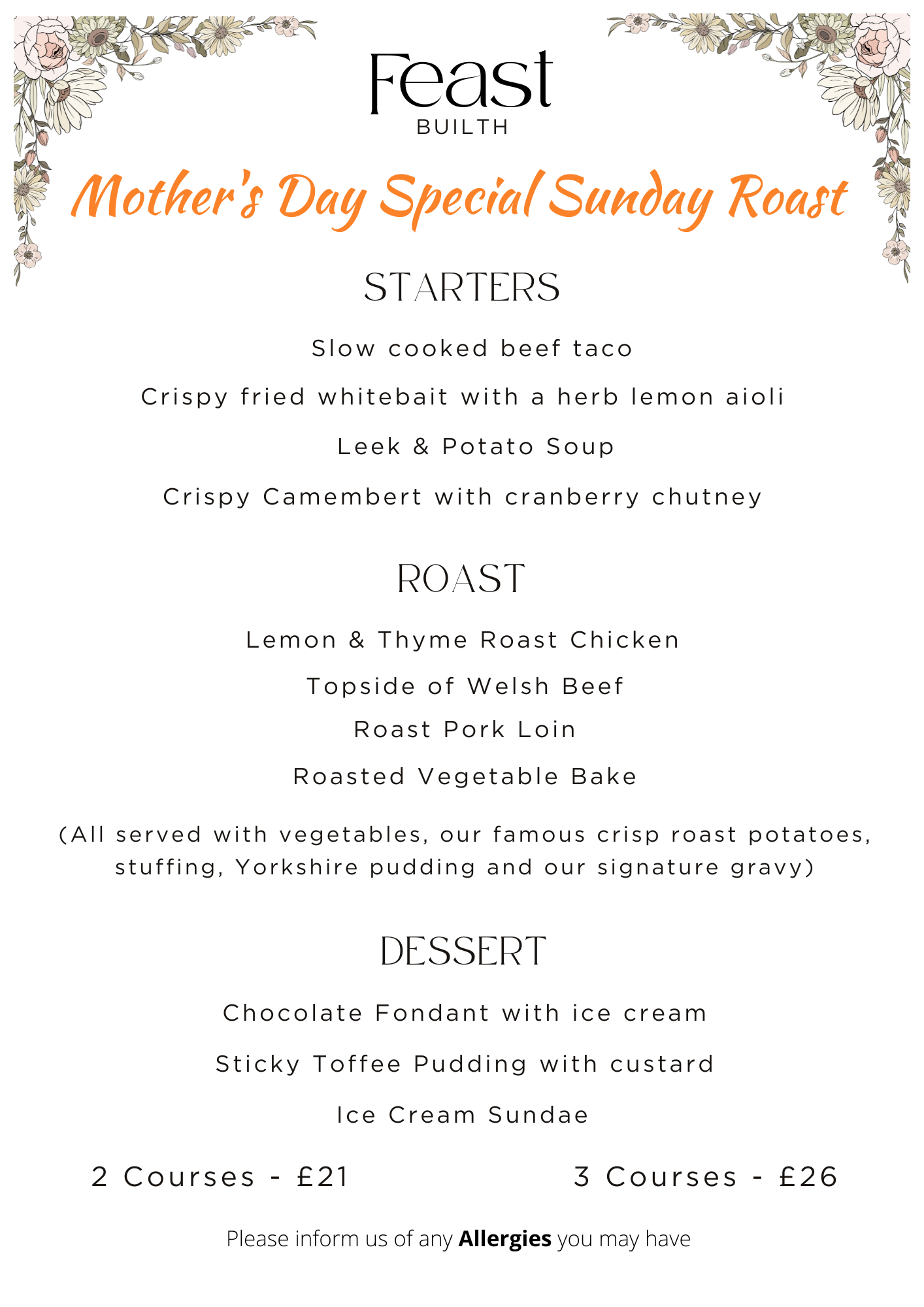 Mother's Day Sunday Roast