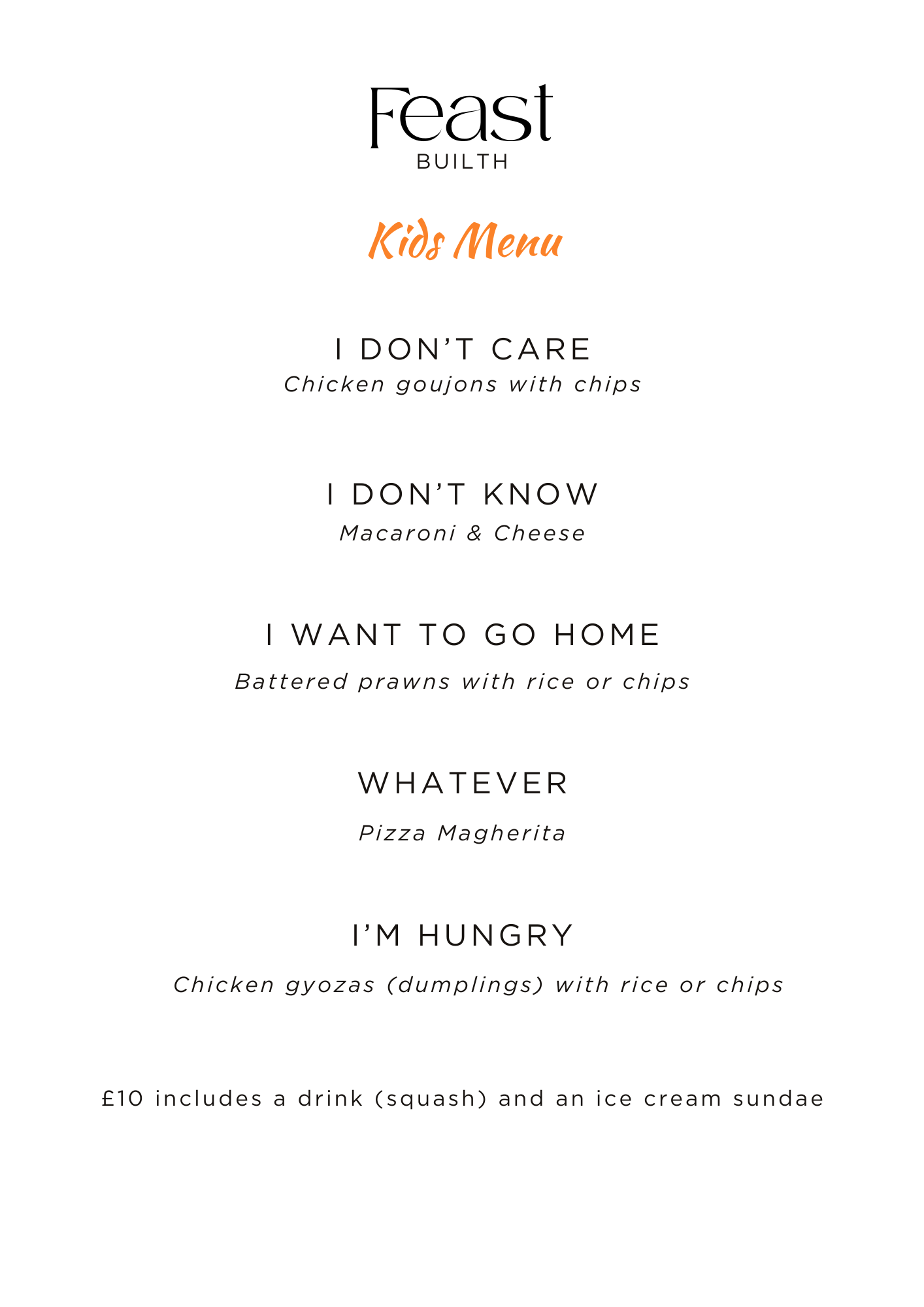 Kids Menu