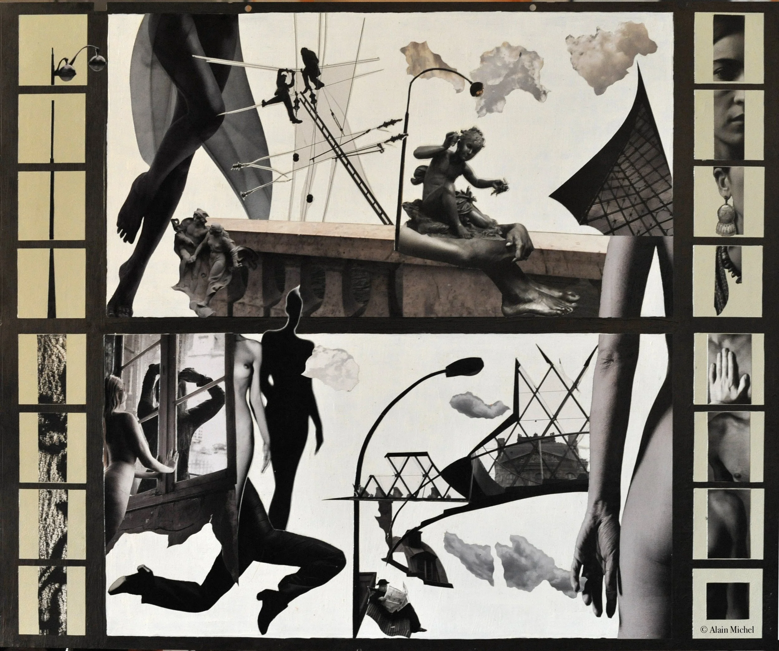 "Aux creux des courbes", peinture-collage sur plaque Offset (60x75)