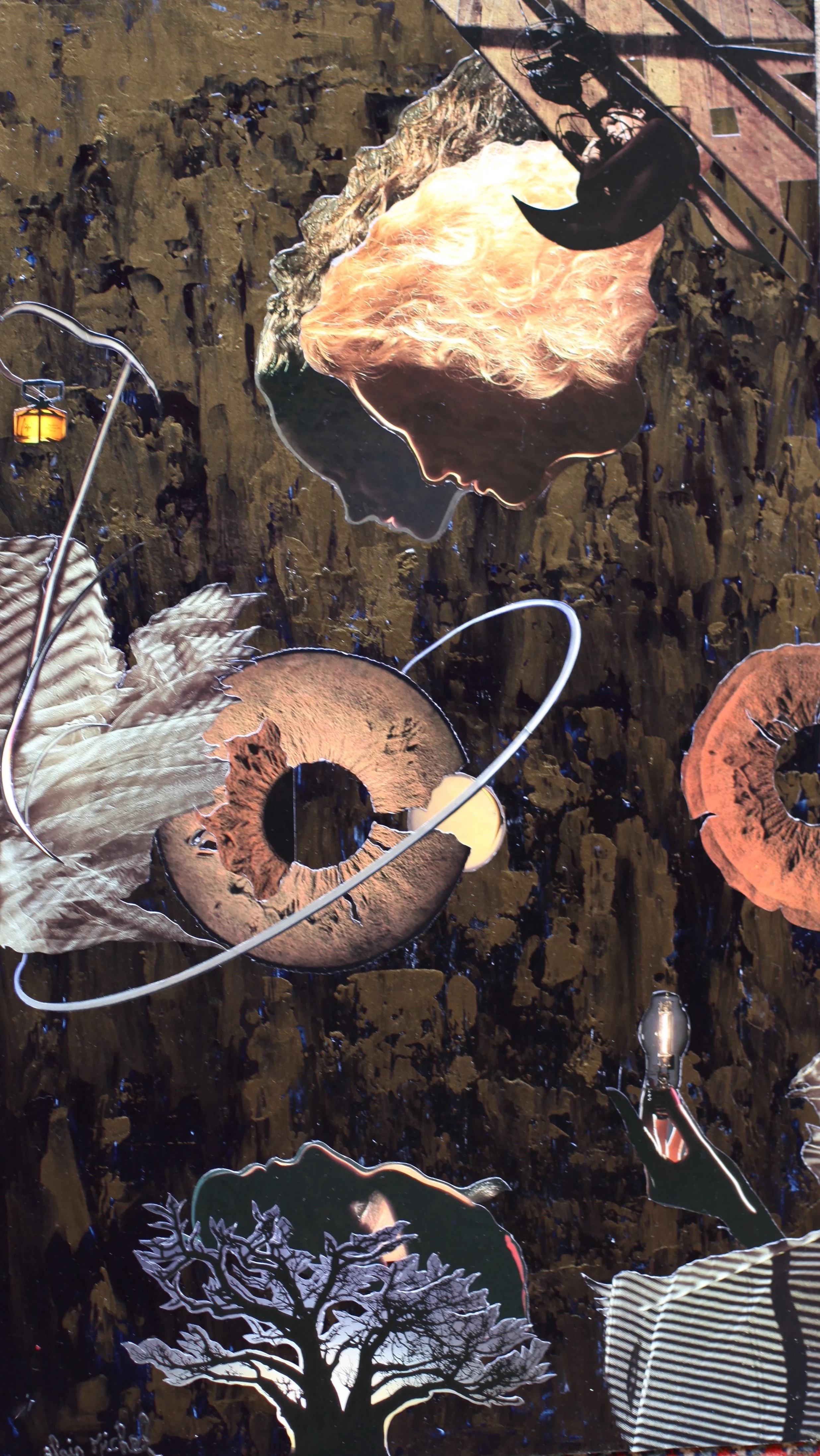 "Fidji", peinture-collage sur plaque Offset (35x60), vendu