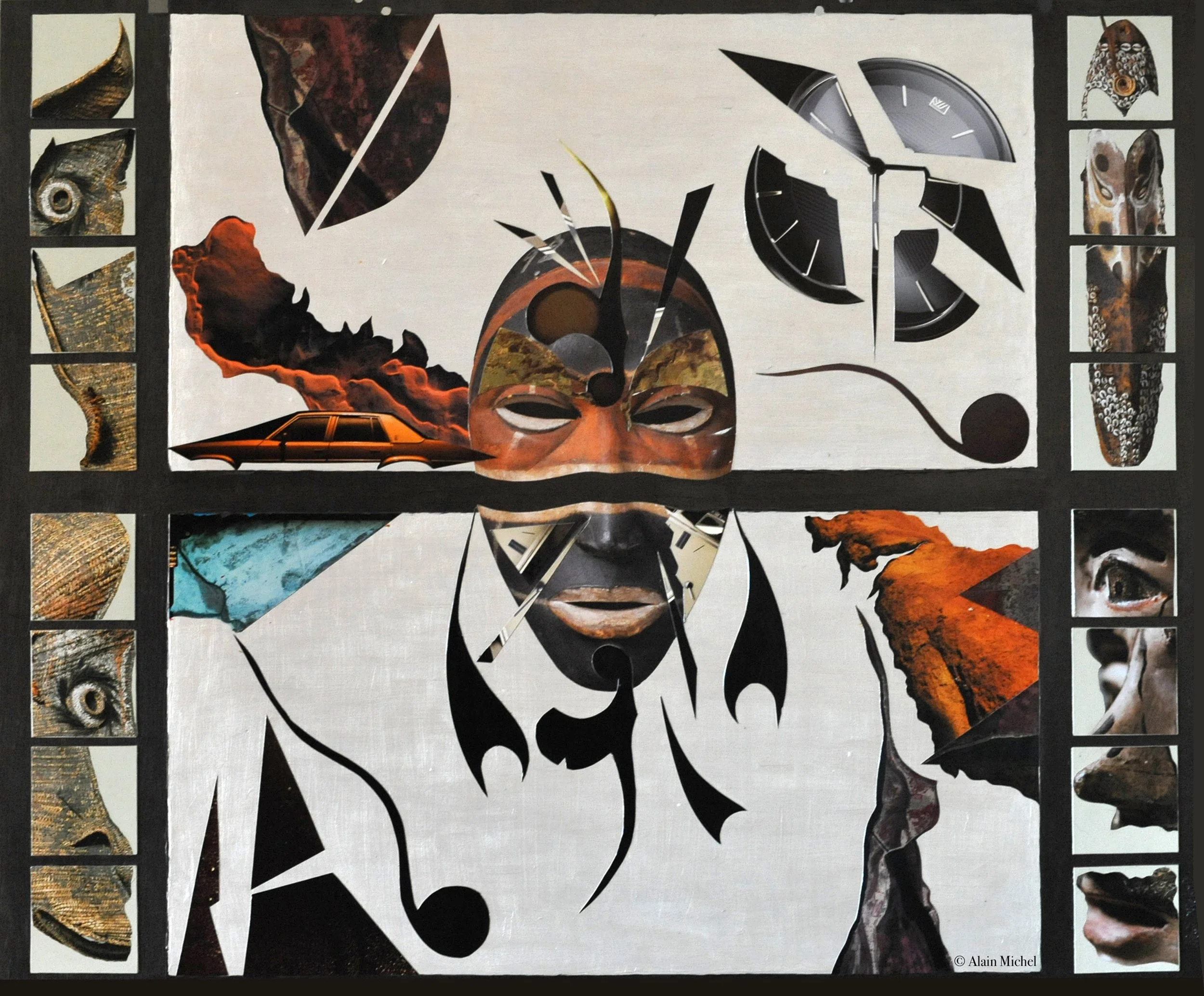 "Fêlure", peinture-collage sur plaque Offset (60x75), vendu