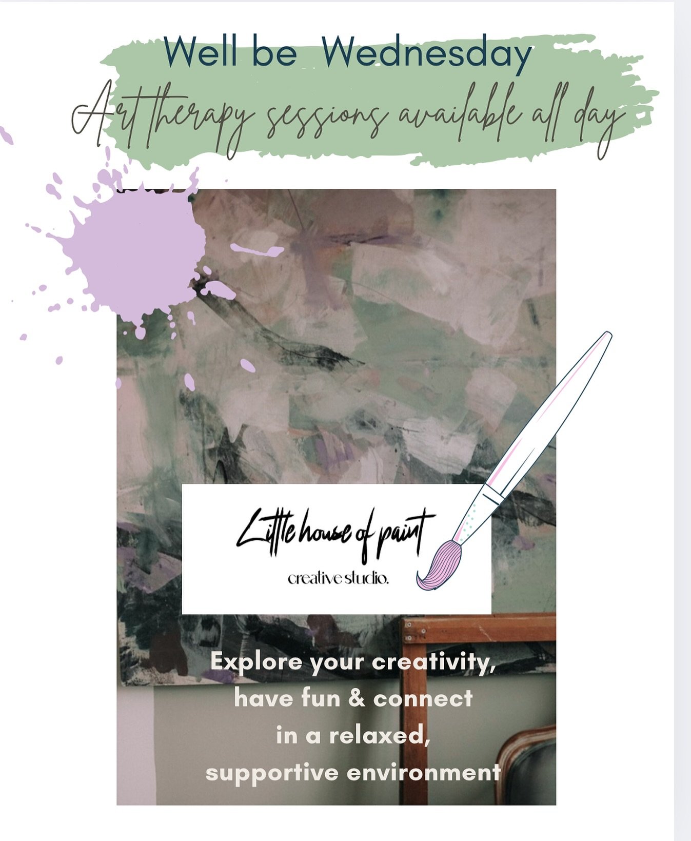 🎨 Art Wellbeing Day at Little House of Paint 🎨

Take a pause, unwind, and let your creativity flow every Wednesday at our Art Wellbeing Day.

✨ Relax, paint, and explore your inner world
✨ No experience needed &mdash; just bring yourself
✨ Connect 