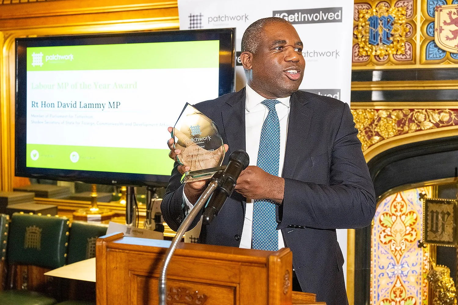 Hundreds of Successful Events Covered - David Lammy MP Deputy Prime Minister of the United Kingdom picks up an award at the MP of the Year Awards evening.