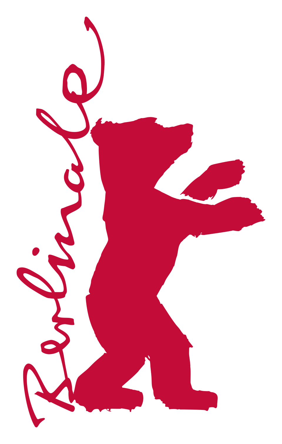 A stylized illustration of a pink bear standing on its hind legs, with the phrase 'Love is Love' written vertically in pink cursive next to it.
