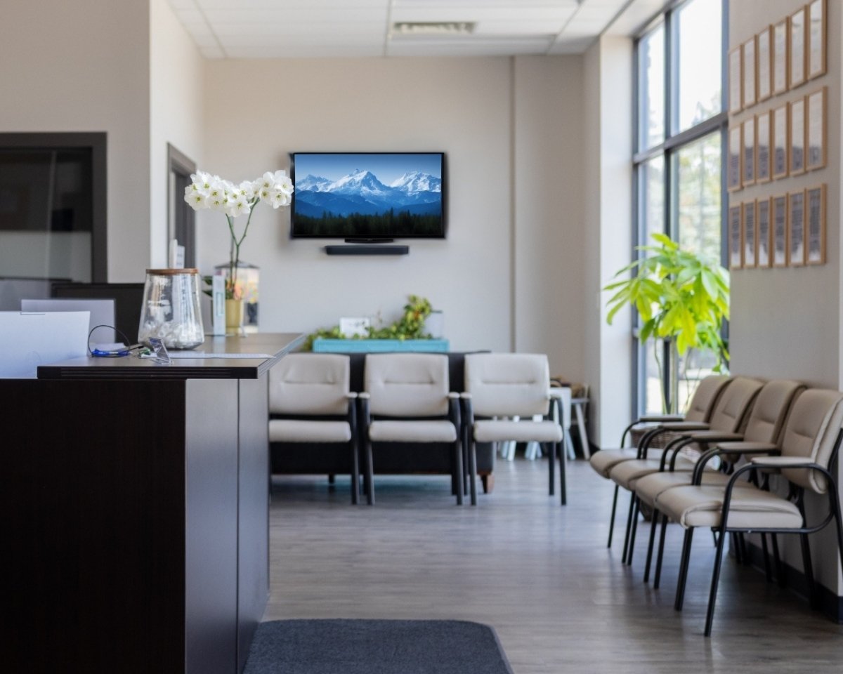 Welcoming reception lobby at Axis Chiropractic and Massage accident and injury clinic in West Valley City Utah