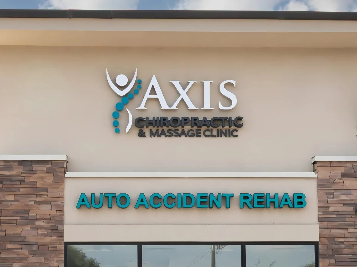 Outdoor signage for Axis Chiropractic and Massage car accident clinic in West Valley City Utah