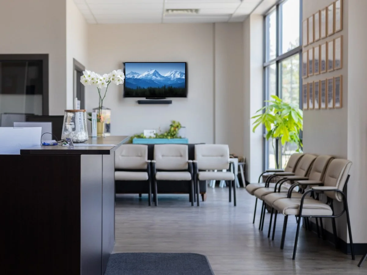 Welcoming reception lobby at Axis Chiropractic and Massage accident and injury clinic in West Valley City Utah