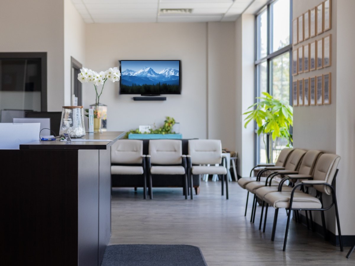 Welcoming reception lobby at Axis Chiropractic and Massage accident and injury clinic in West Valley City Utah