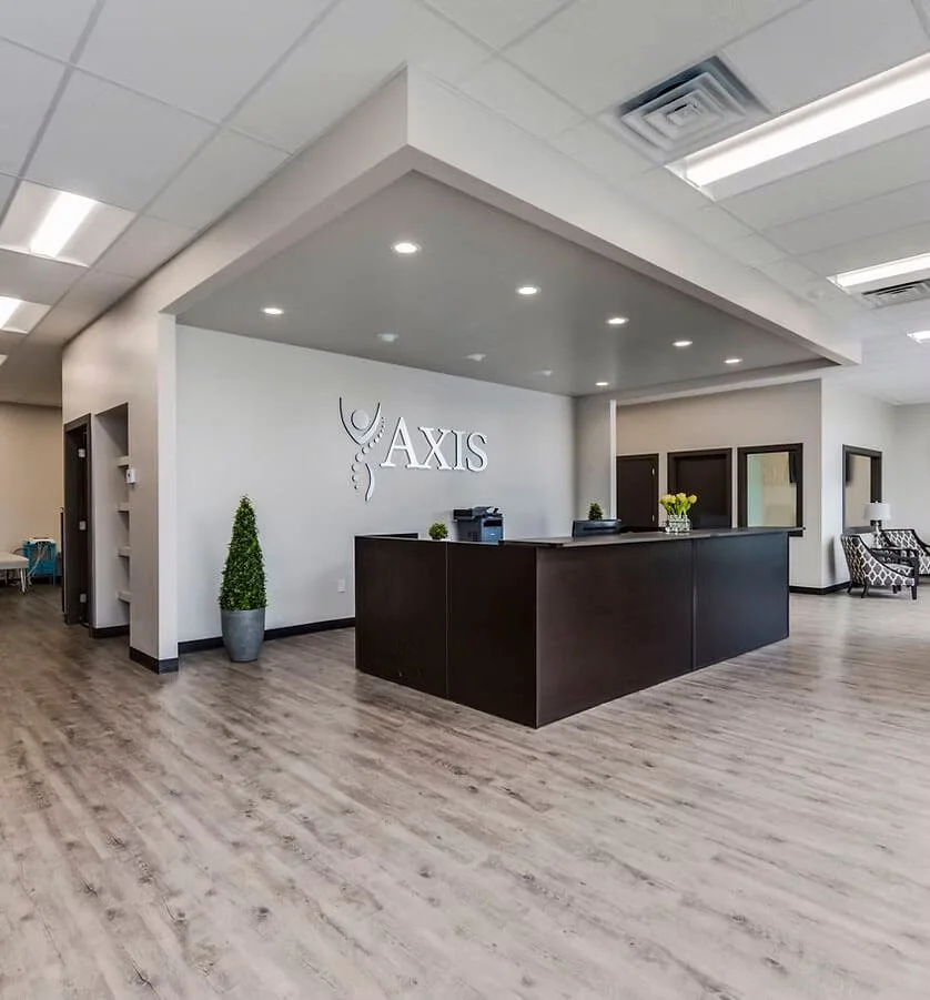 Reception desk at Axis Chiropractic and Massage Clinic auto accident recovery and injury clinic in West Valley City Utah