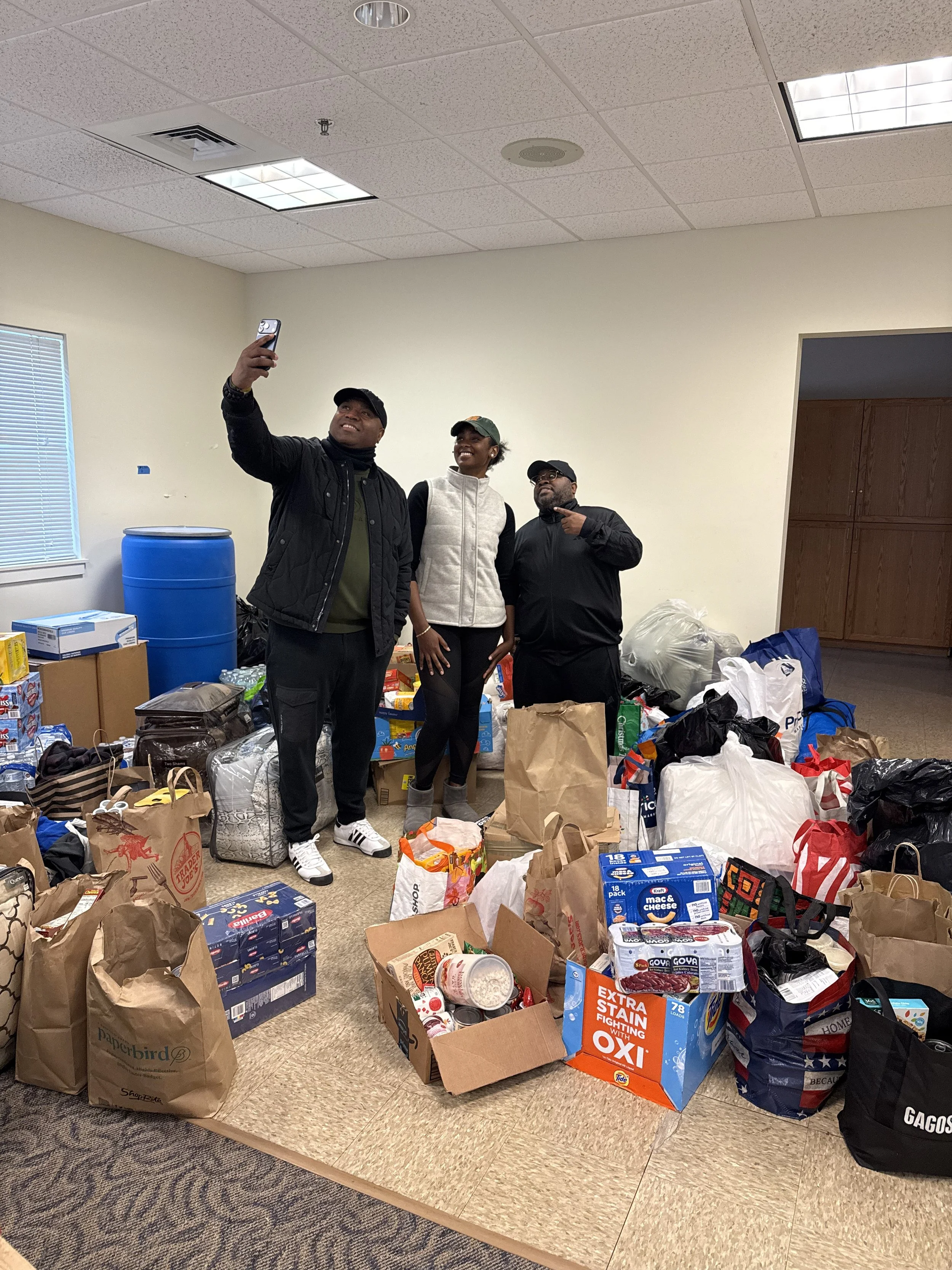 Our community partners stopped by with a busload (literally) of donations!