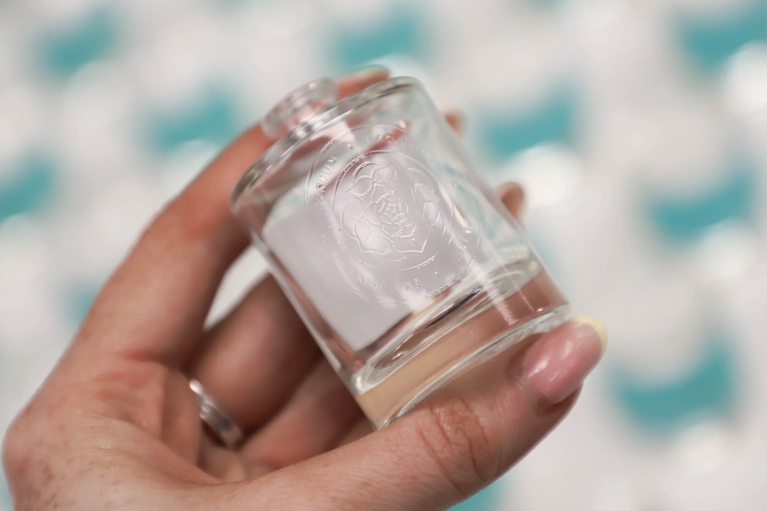 Embossed gloss varnish printed glass perfume bottles Fortnum and Mason