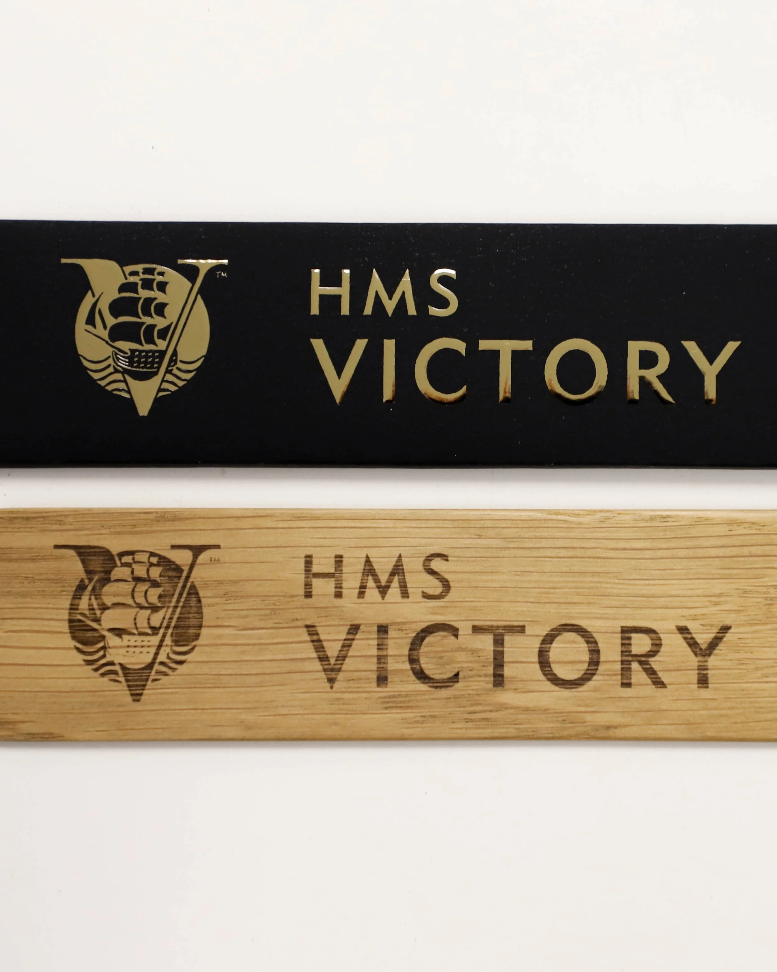 Black and gold foiled bookmark and wood engraved bookmark
