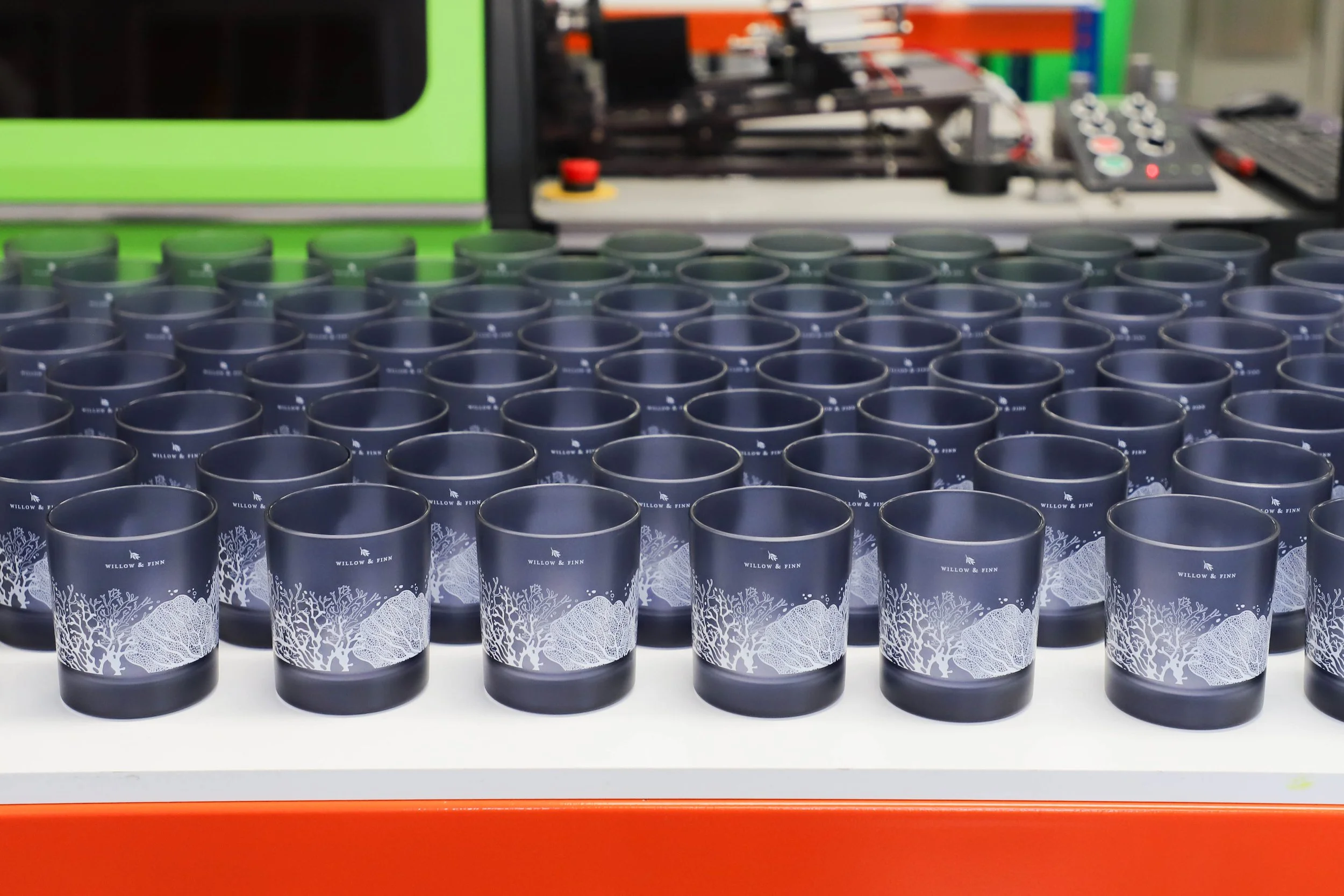 Smoked glass printed glass candle vessels