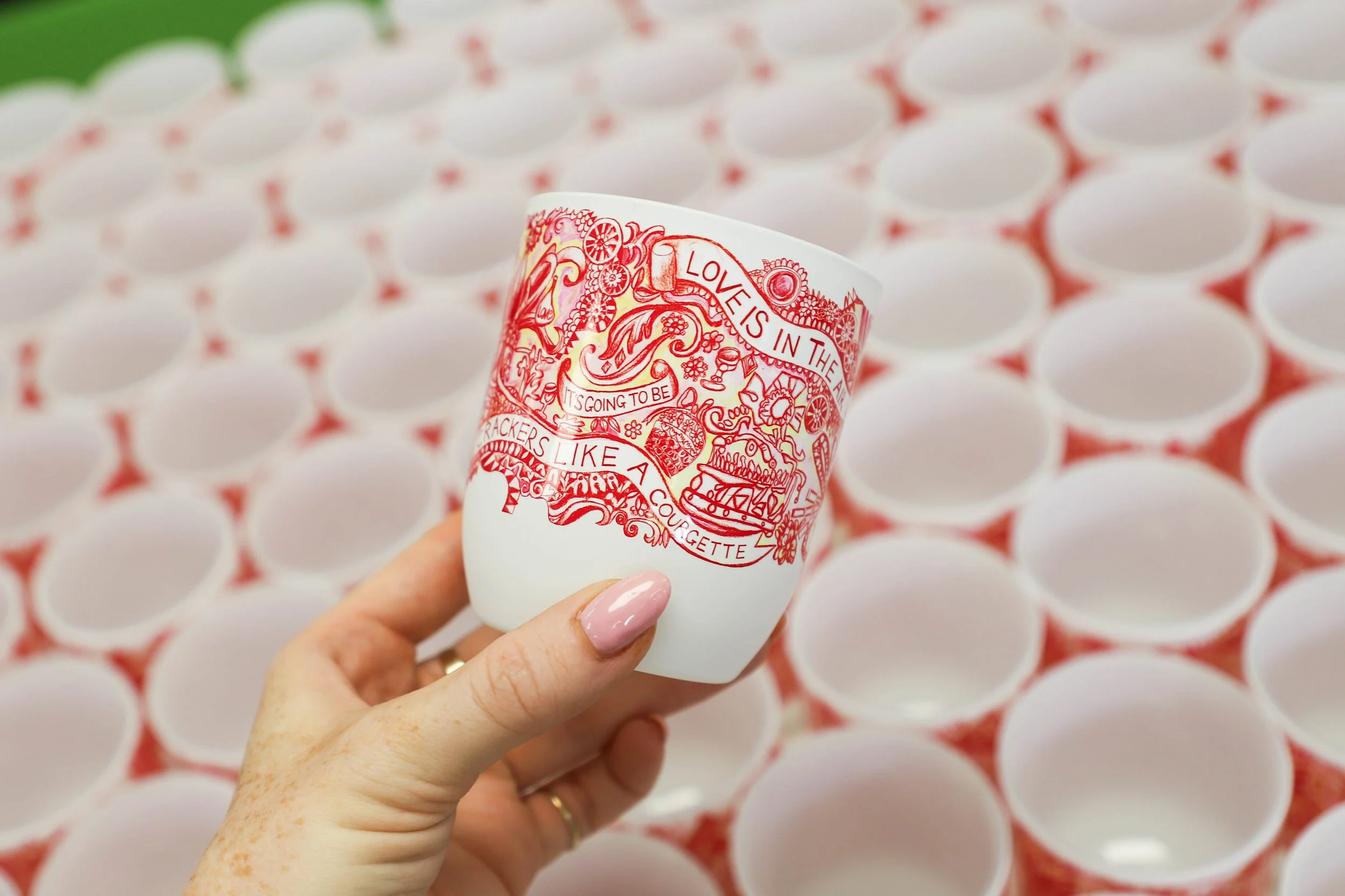 Vibrant, colourful printed candle