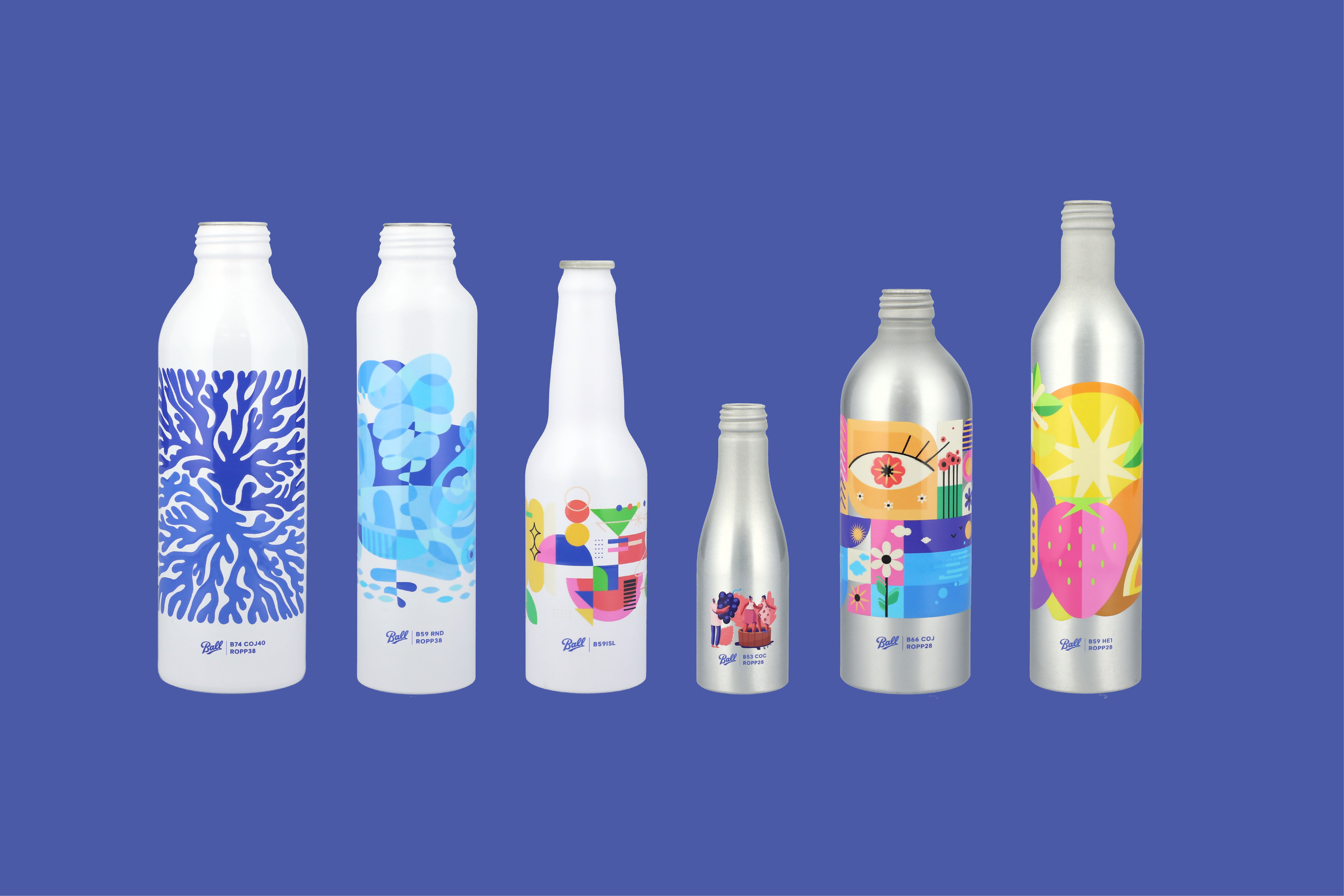 Colourful printed aluminium bottles