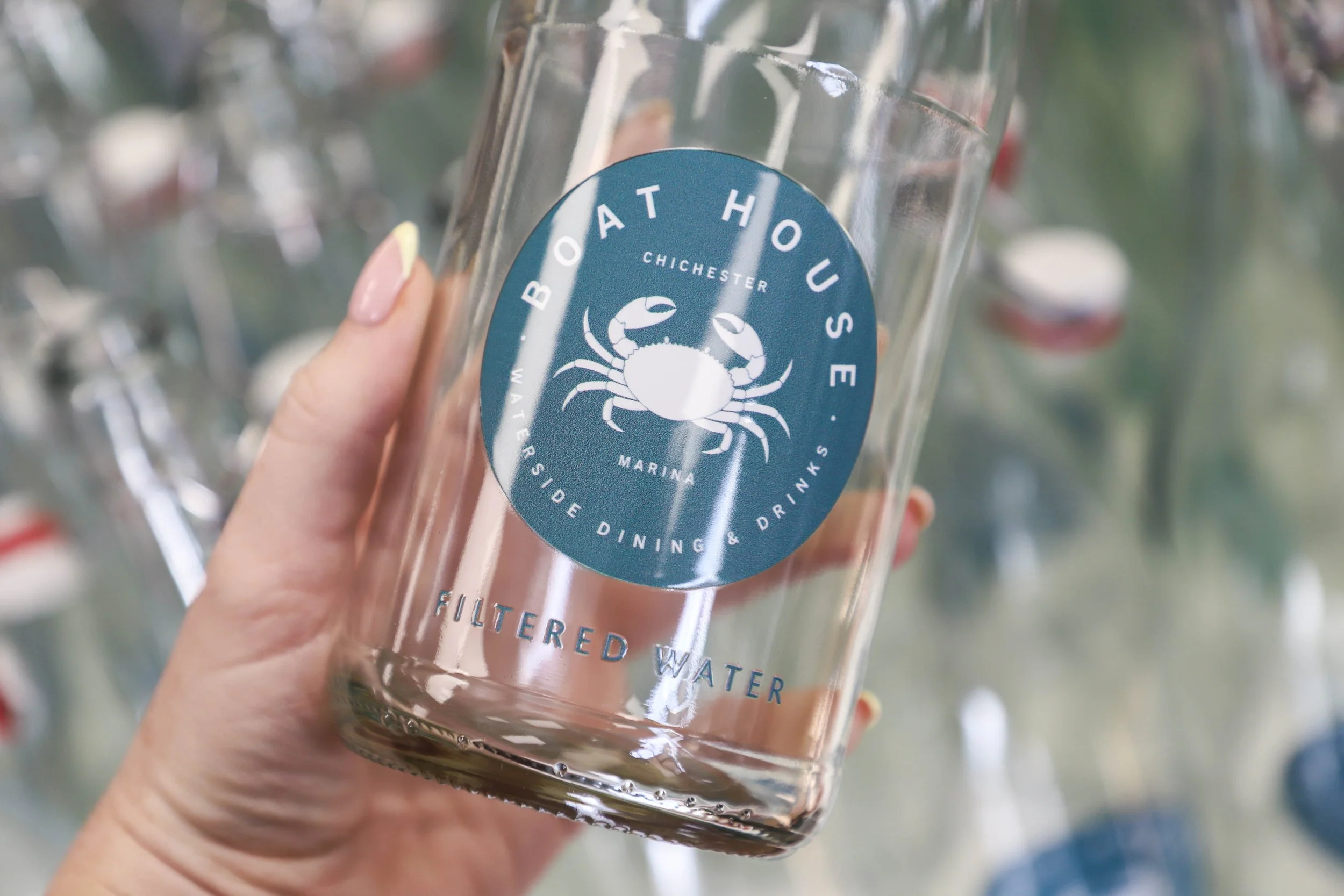 Printed logos glass drinks bottles