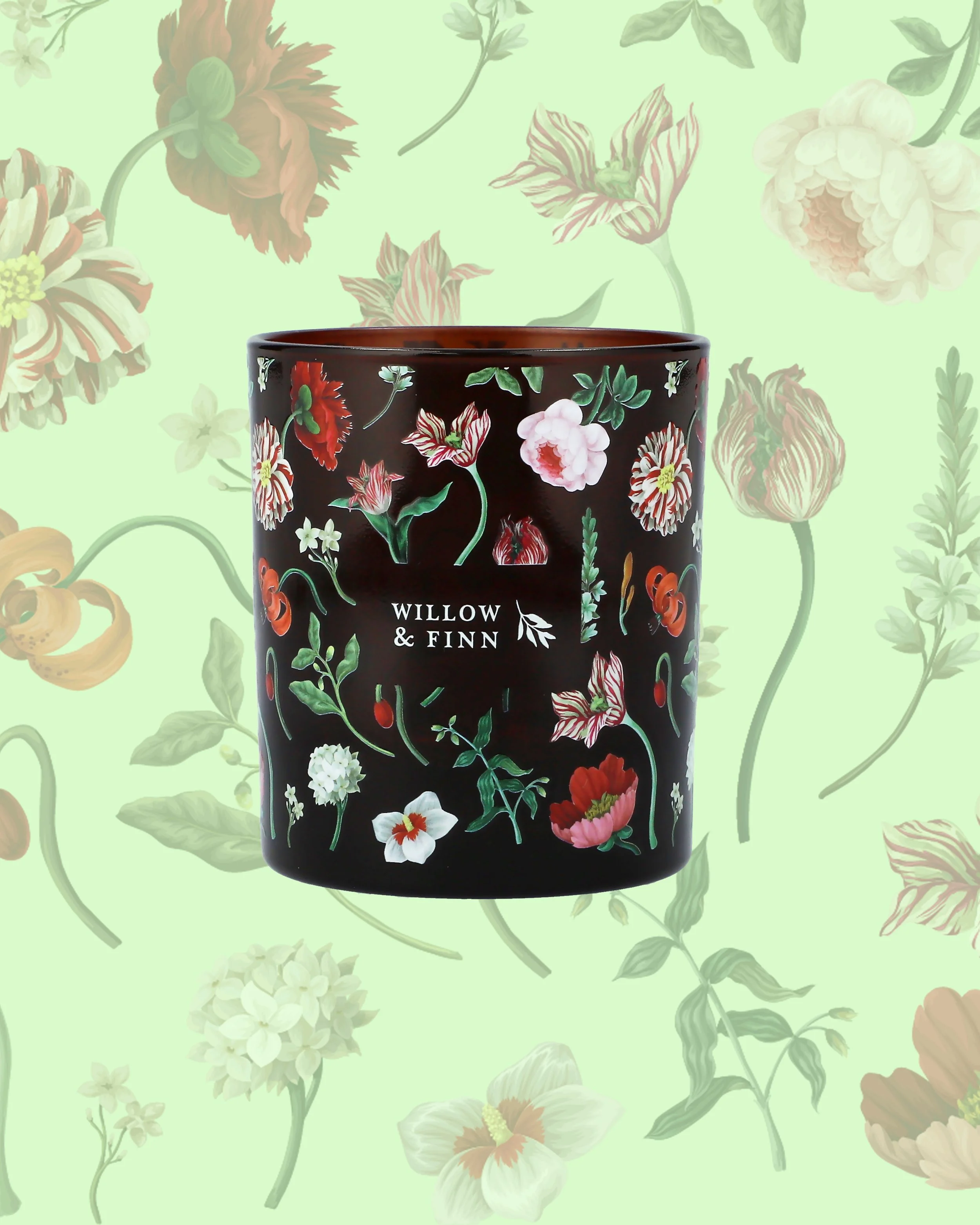 Floral printed candle vessel