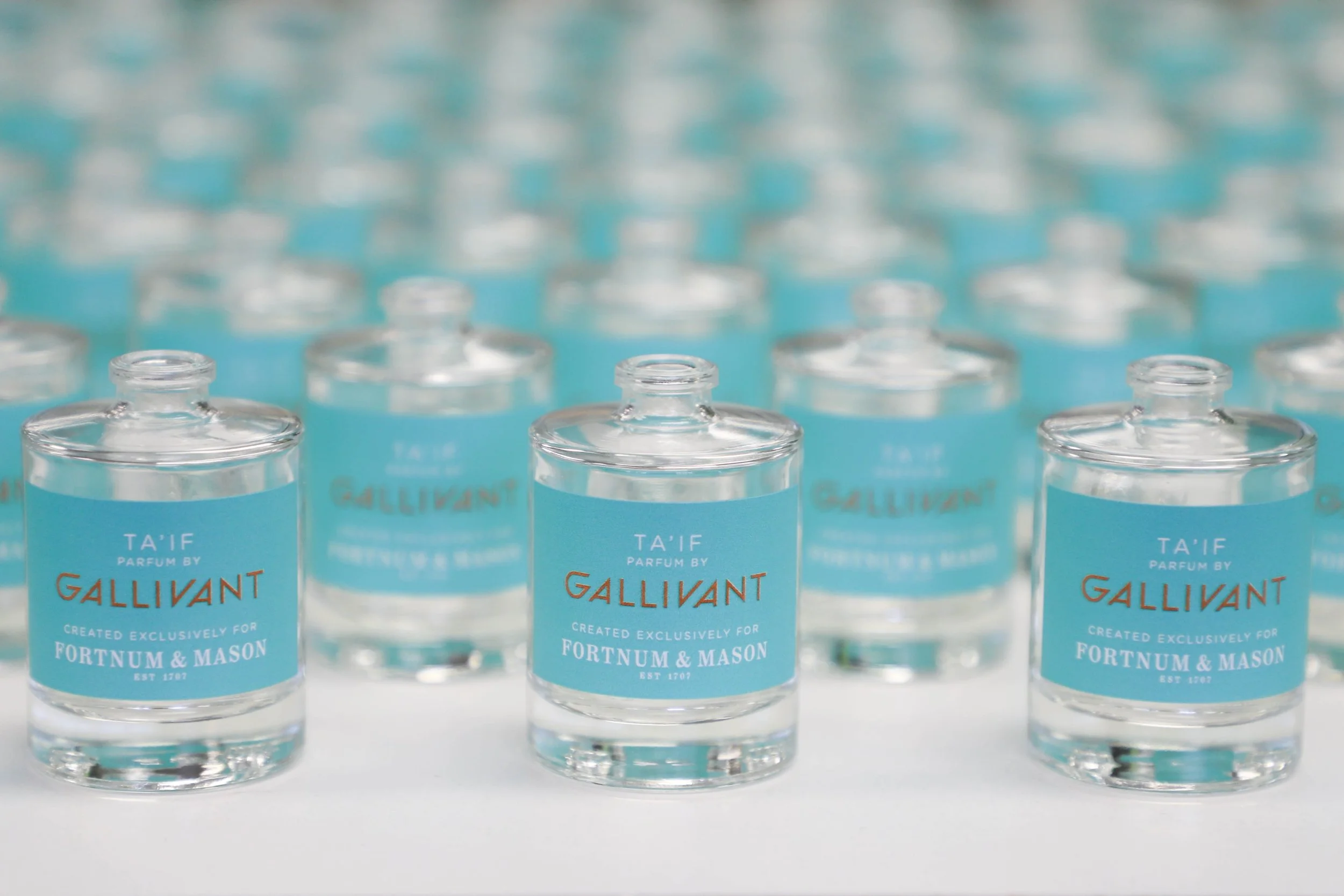 Printed glass perfume bottles Fortnum and Mason