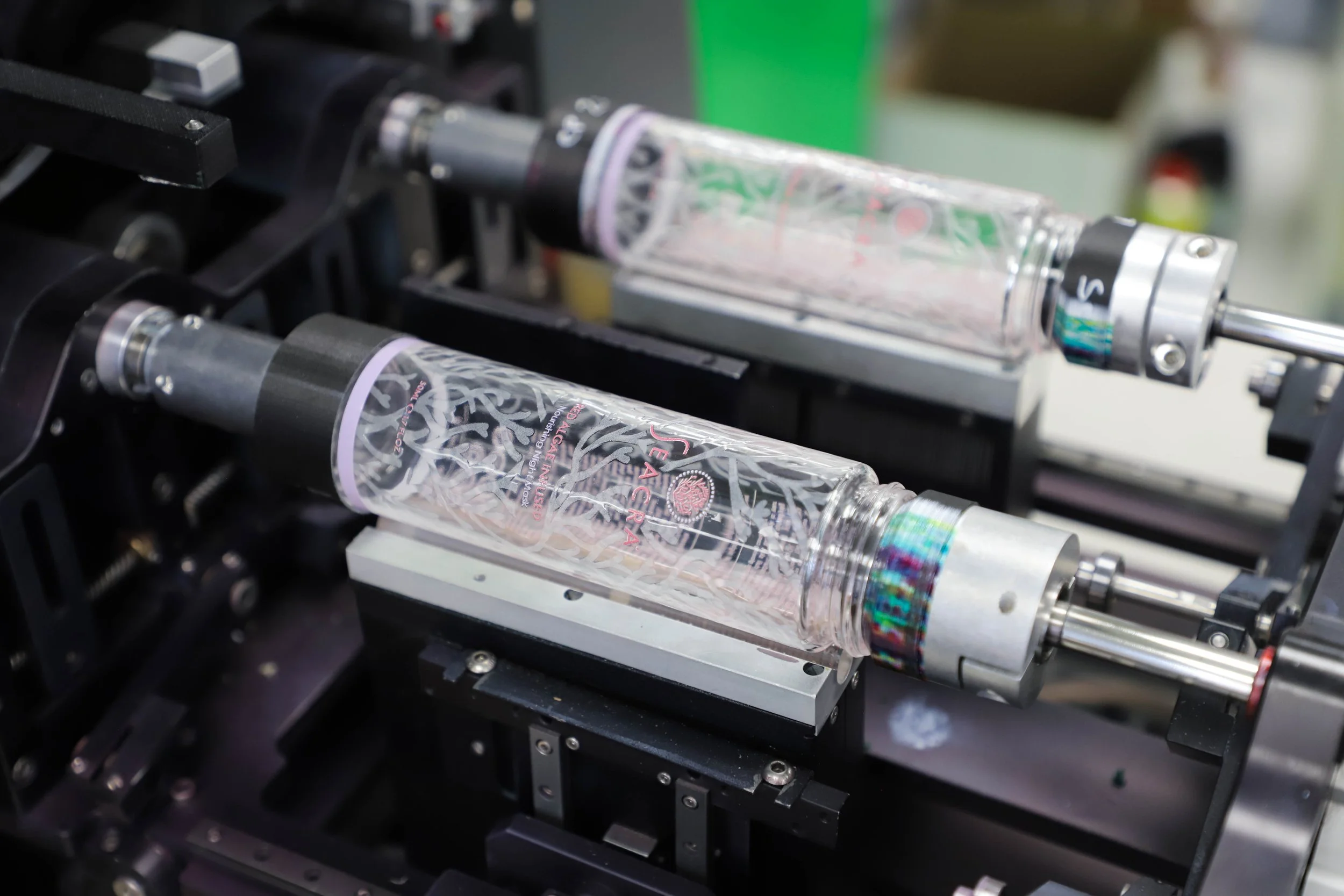 Printed glass cosmetics bottles