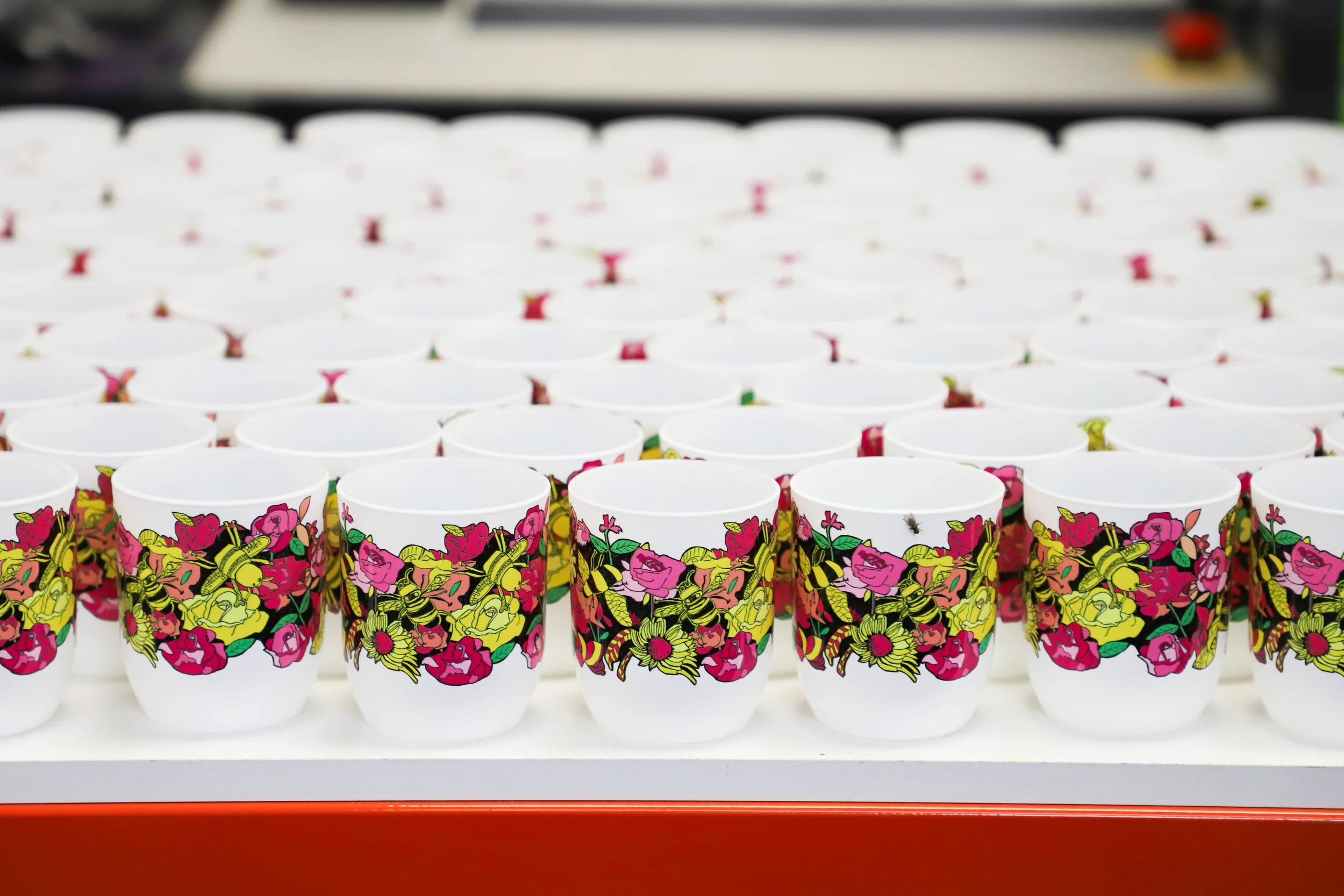 Vibrant, colourful printed candles