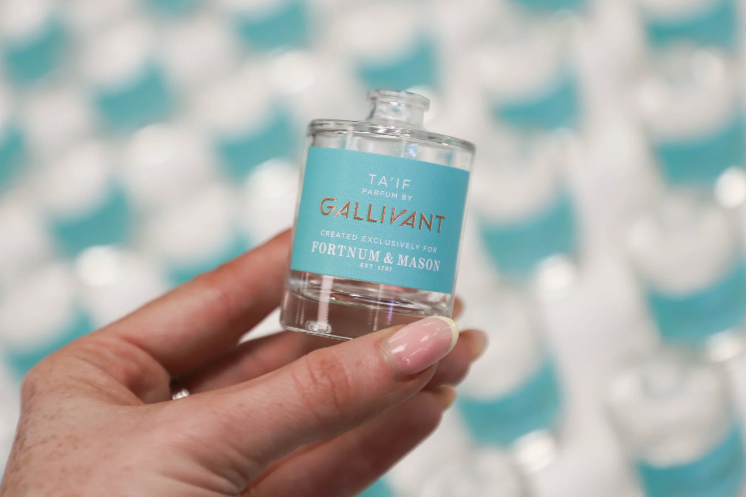 Printed glass perfume bottles Fortnum and Mason