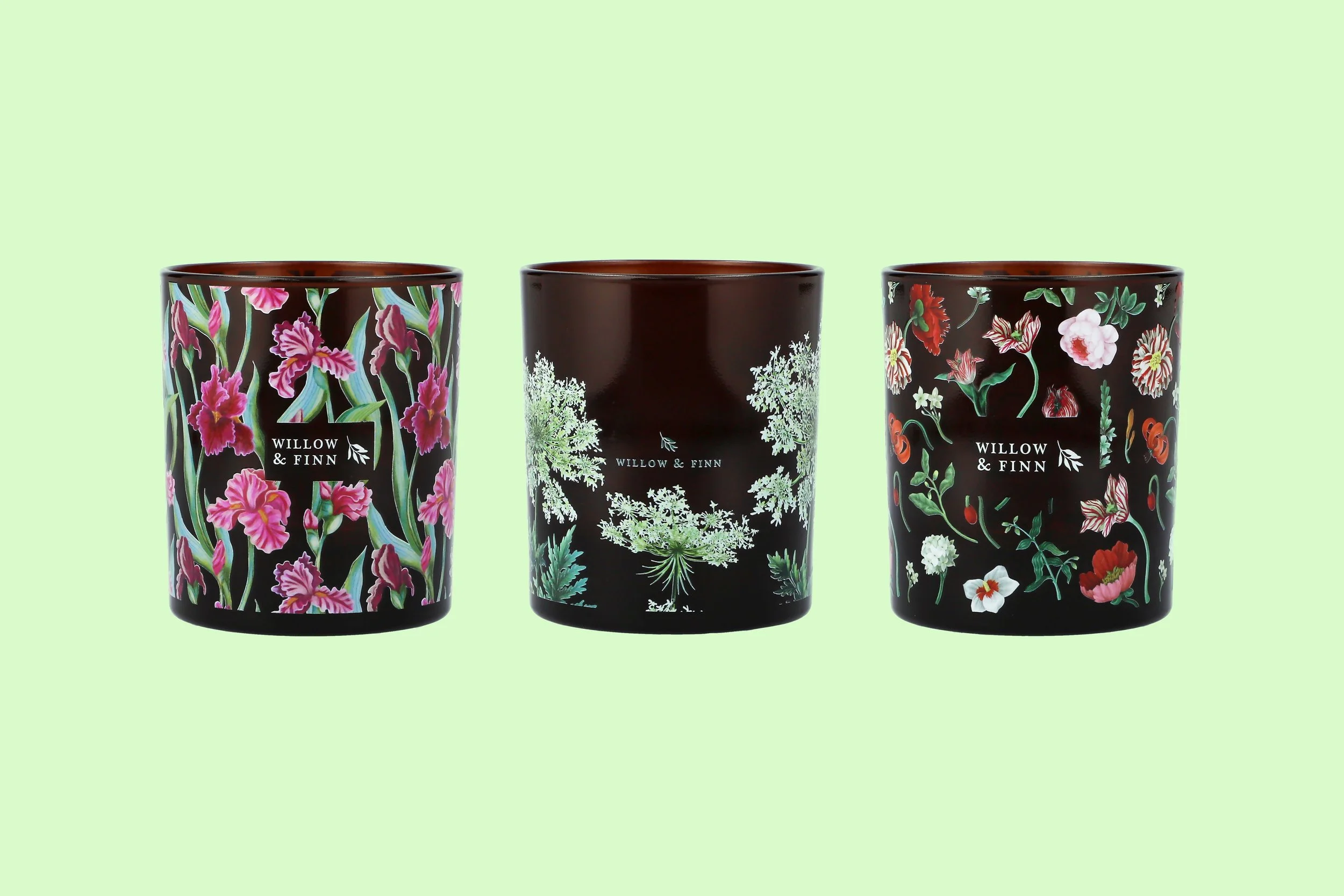 Floral printed candle vessels