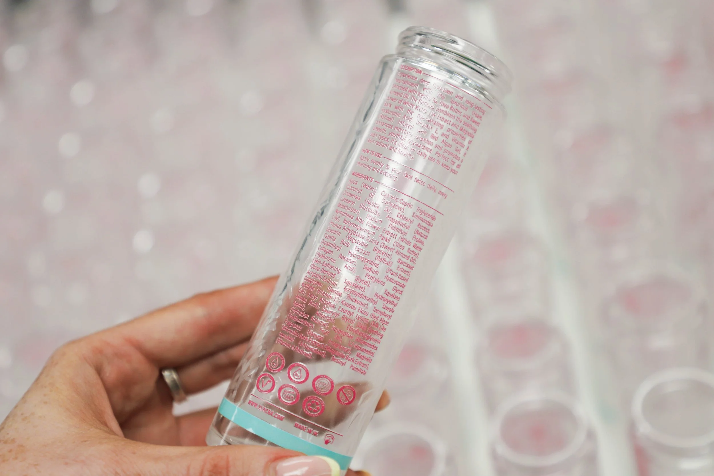 Printed glass cosmetics bottles