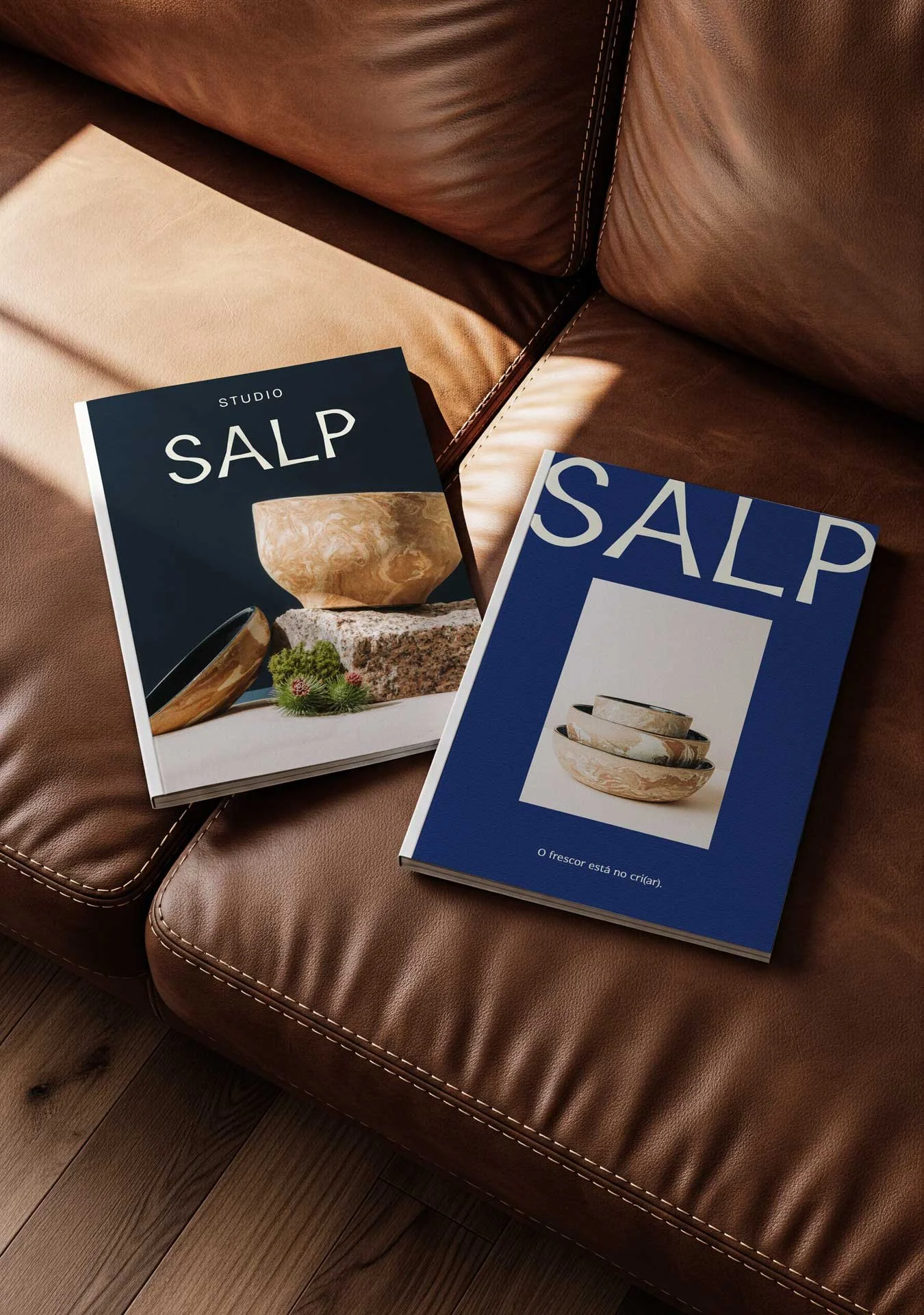projeto gráfico catálogos para studio salp