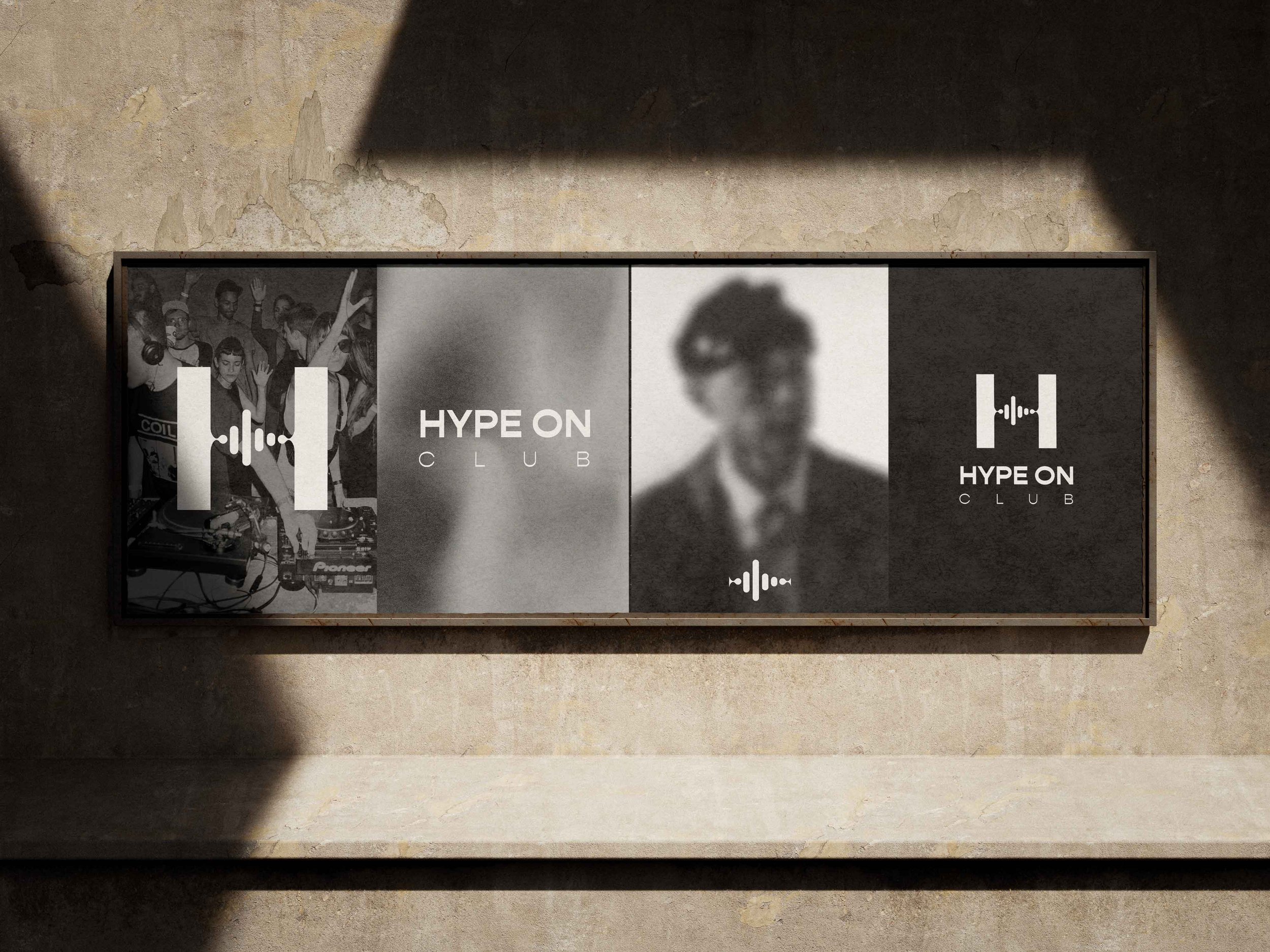 Logotipo Hype On Club: o H construído a partir de uma onda sonora