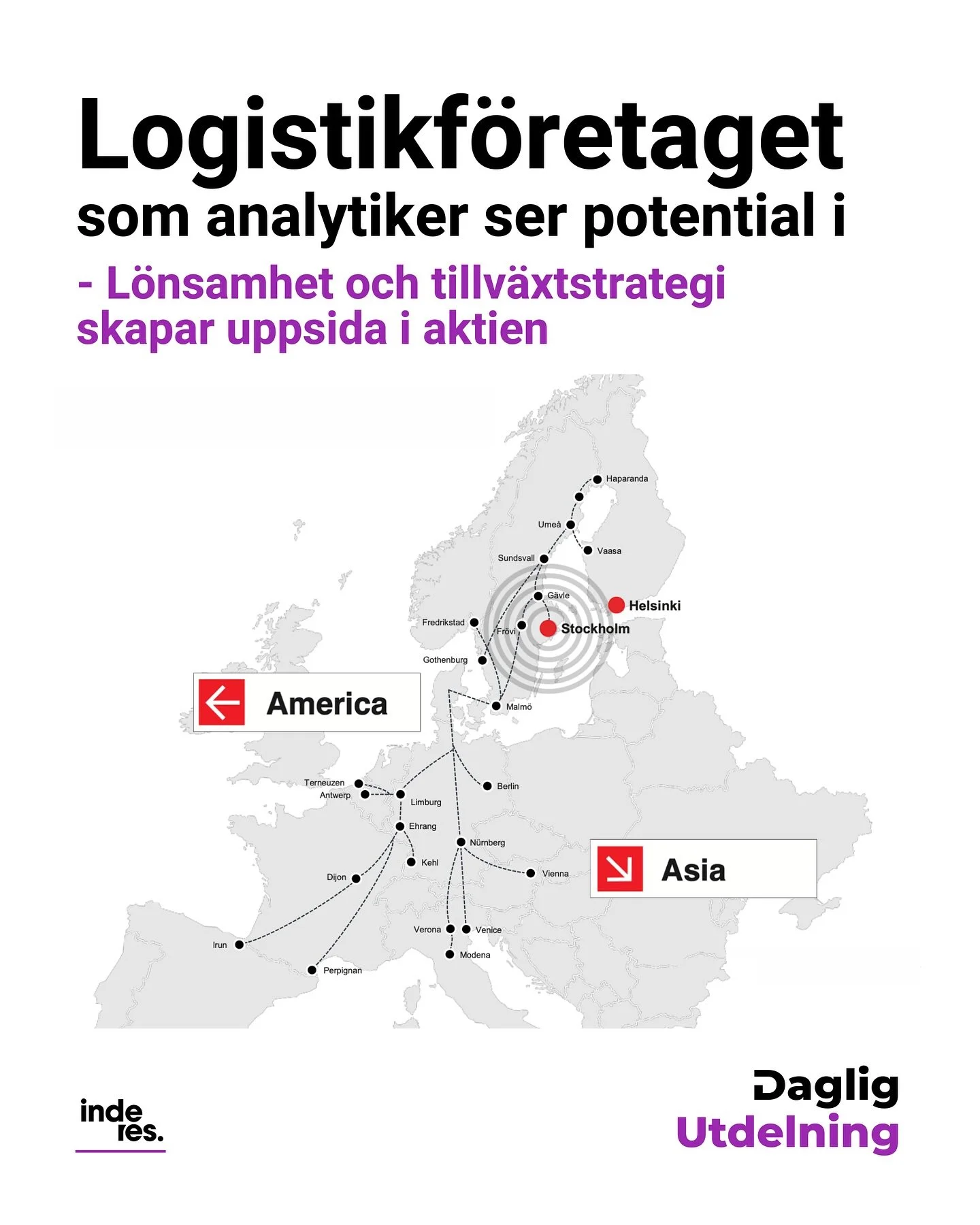 Logistikföretaget som analytiker ser potential i 📊
…….
Sponsrat av @inderes.se
All information och fakta härstammar från inderes.se där disclaimer gällande utförda aktieanalyser kan läsas på