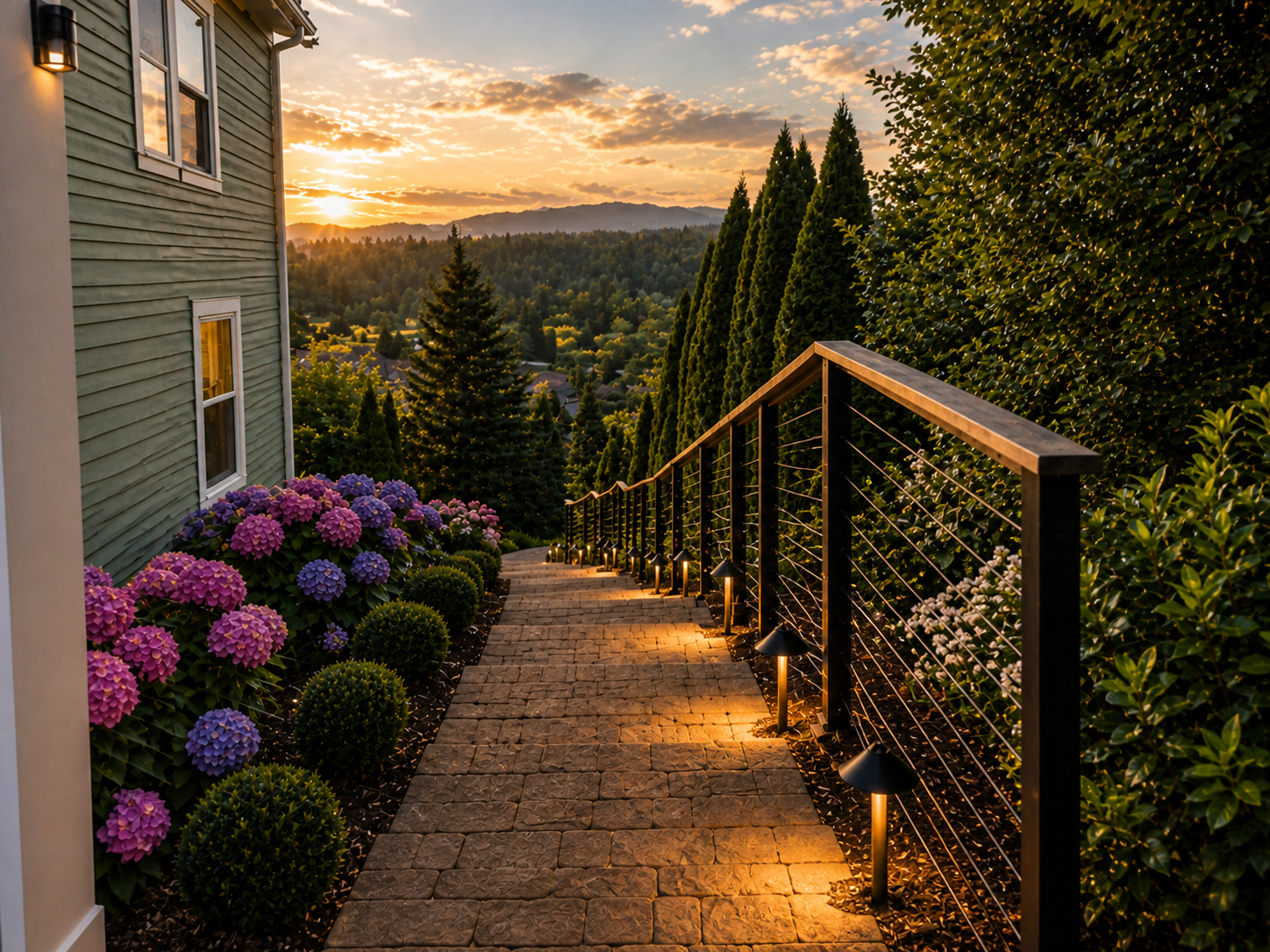 A quiet, peaceful garden walkway leading to the private suite entrance for EMDR and somatic therapy.