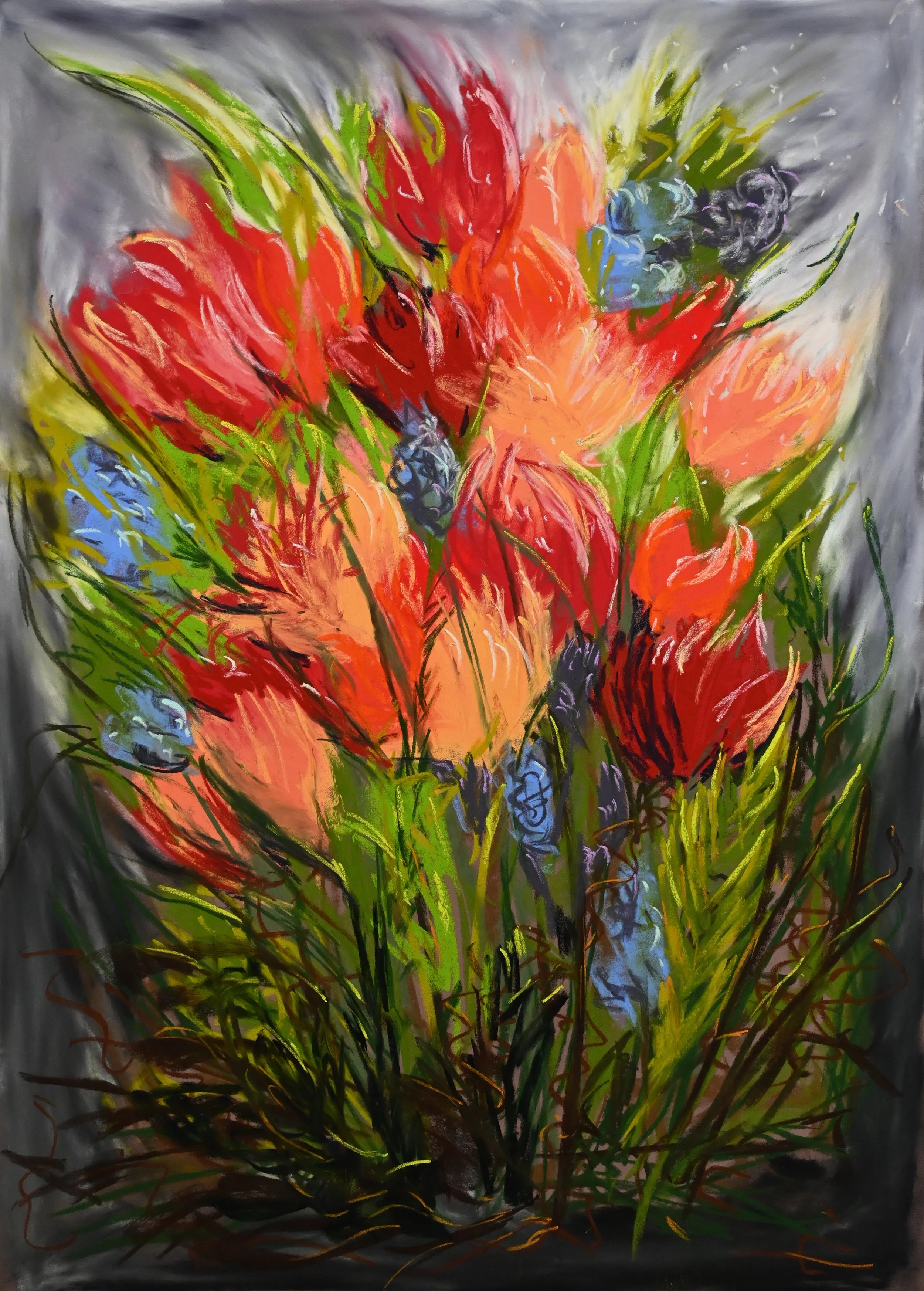 Midnight in the Overgrown Garden of the Apartment Dweller's Dreams, 2025, pastel on pastelmat, 27.5"x19.7"