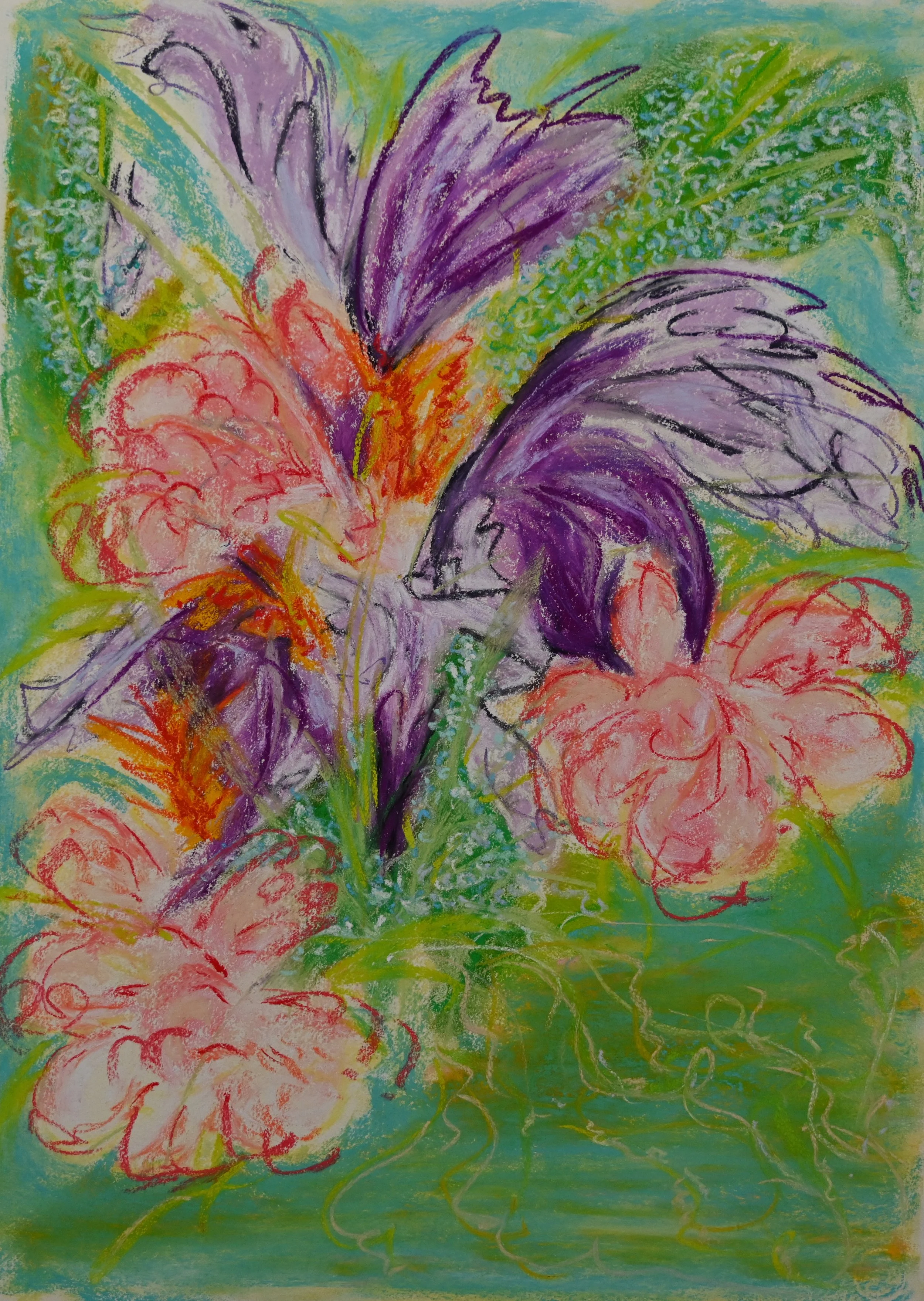 (Not Your) Grandmother's Wallpaper, 2024, pastel on paper, framed to 36.5"x28"