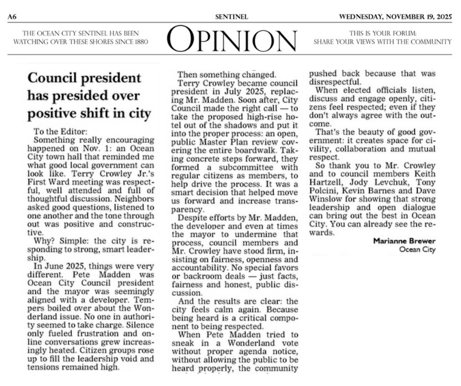 “Council President Has Presided Over Positive Shift in City”